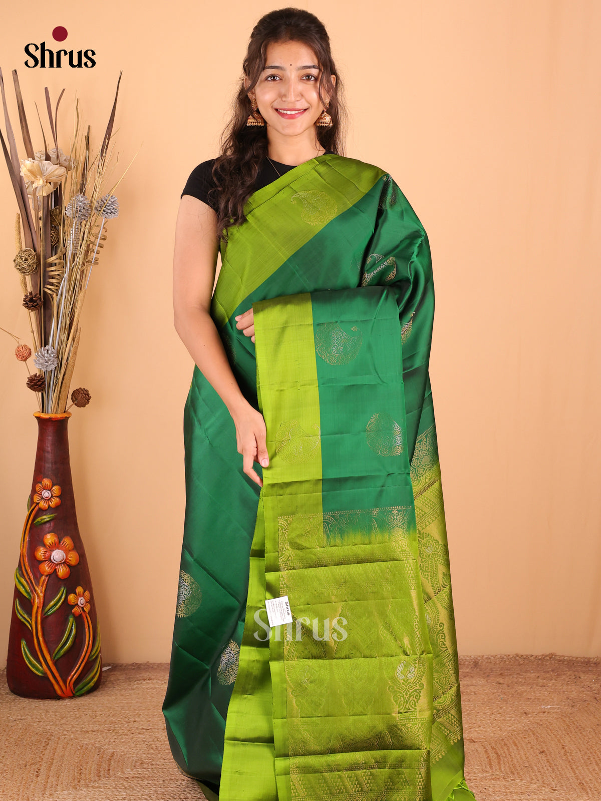 Green - DDS15175 - Softsilk-halfpure Saree - Shop on Shrus.com