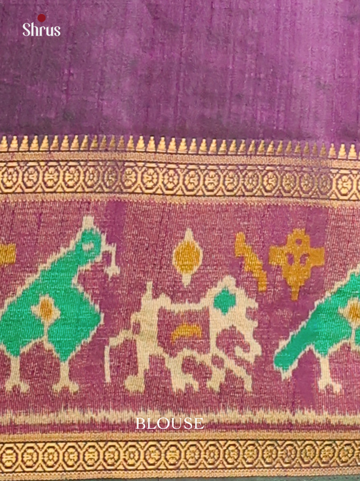 Green with Purple - DDS16026 - Semi Patola Saree - Shop on Shrus.com