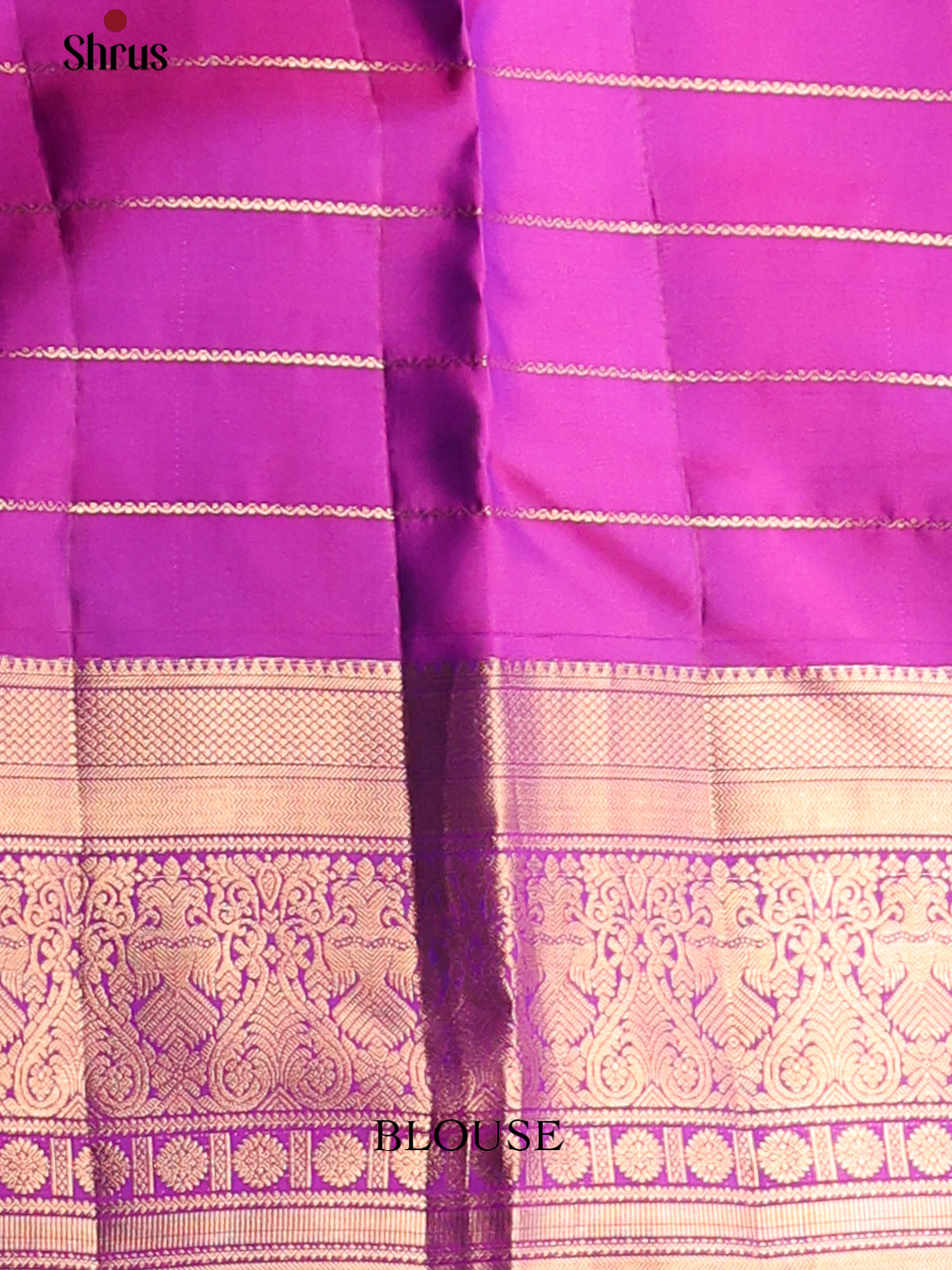 Majestic Blue & Majenta  Kanchipuram silk Saree  with zari stripes , peacock brocade - Shop on Shrus.com