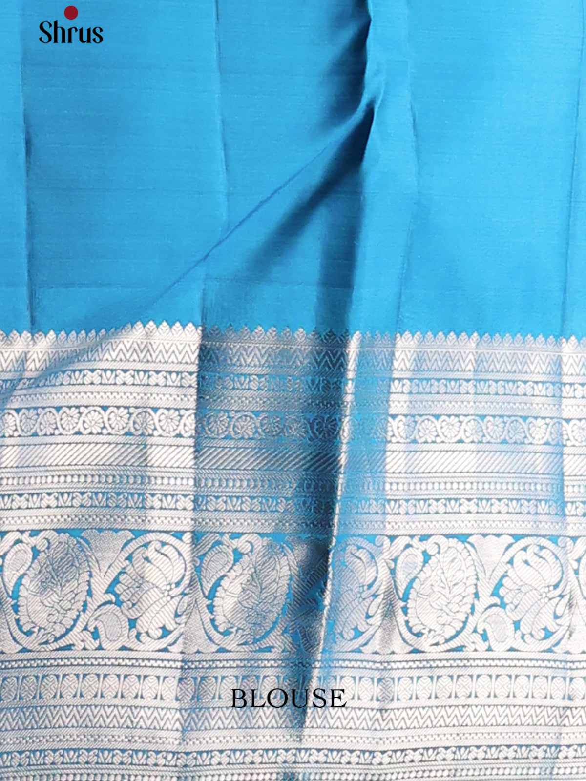 Sophisticated Blue Monochrome Kanchipuram silk Saree with zari buttas & floral pallu - Shop on Shrus.com