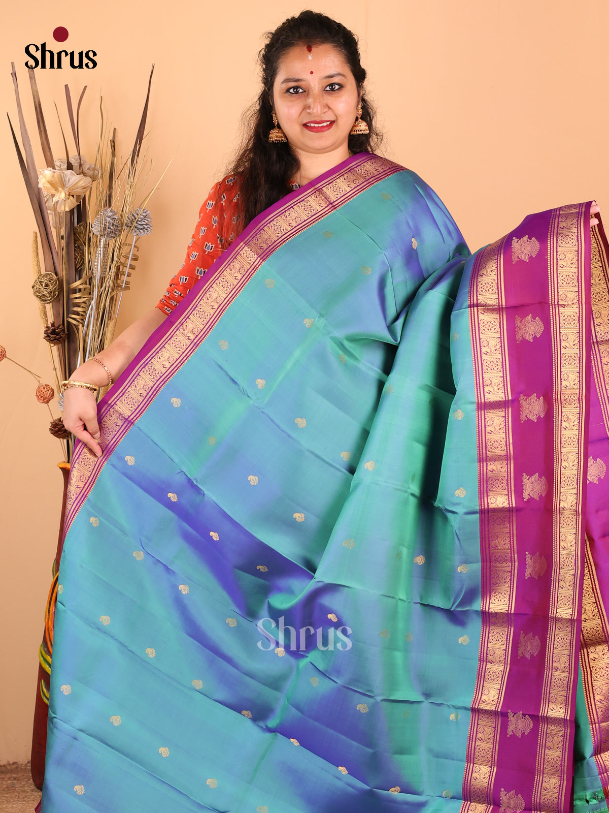 DDS17060 - Kanchipuram silk Saree - Shop on Shrus.com