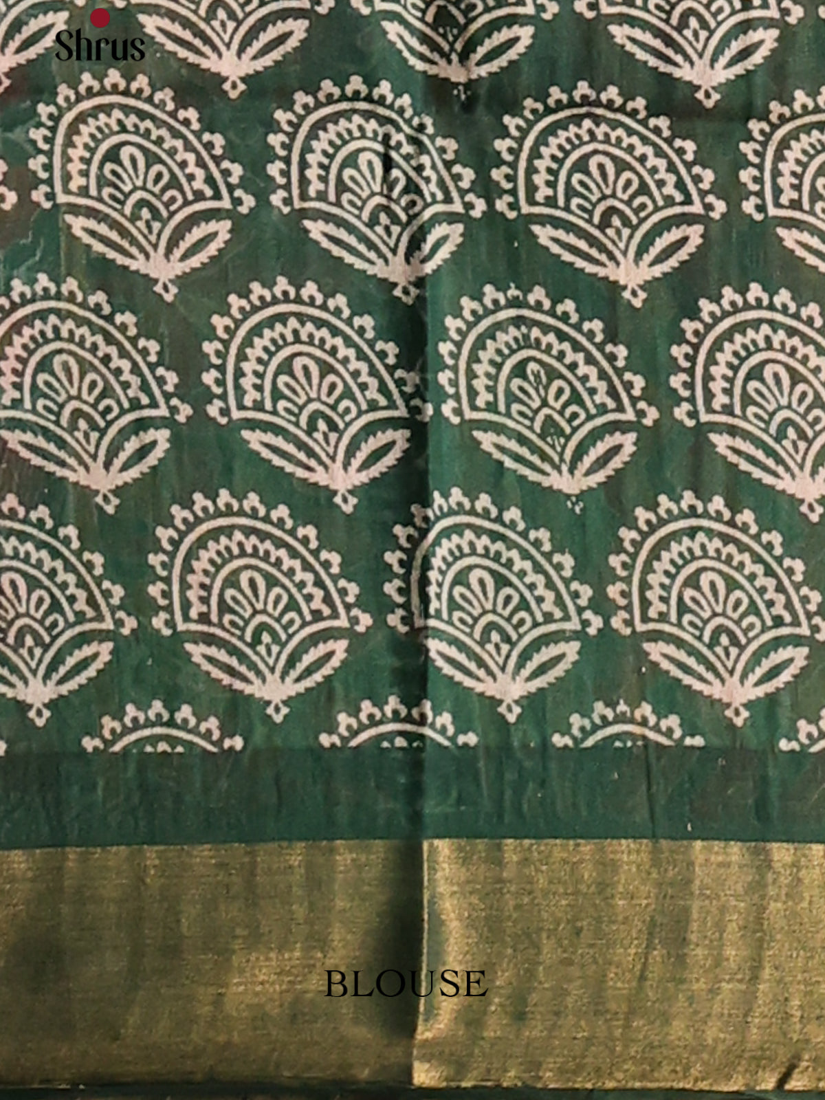 Orange with Green - Printed Tussar Saree - Shop on Shrus.com