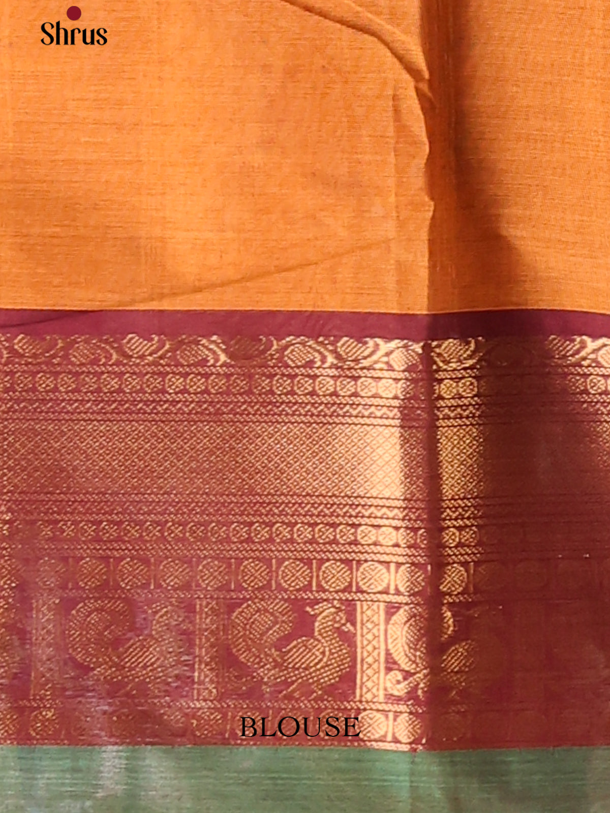Dark Mustard with Maroon - Chettinad Cotton Saree - Shop on Shrus.com