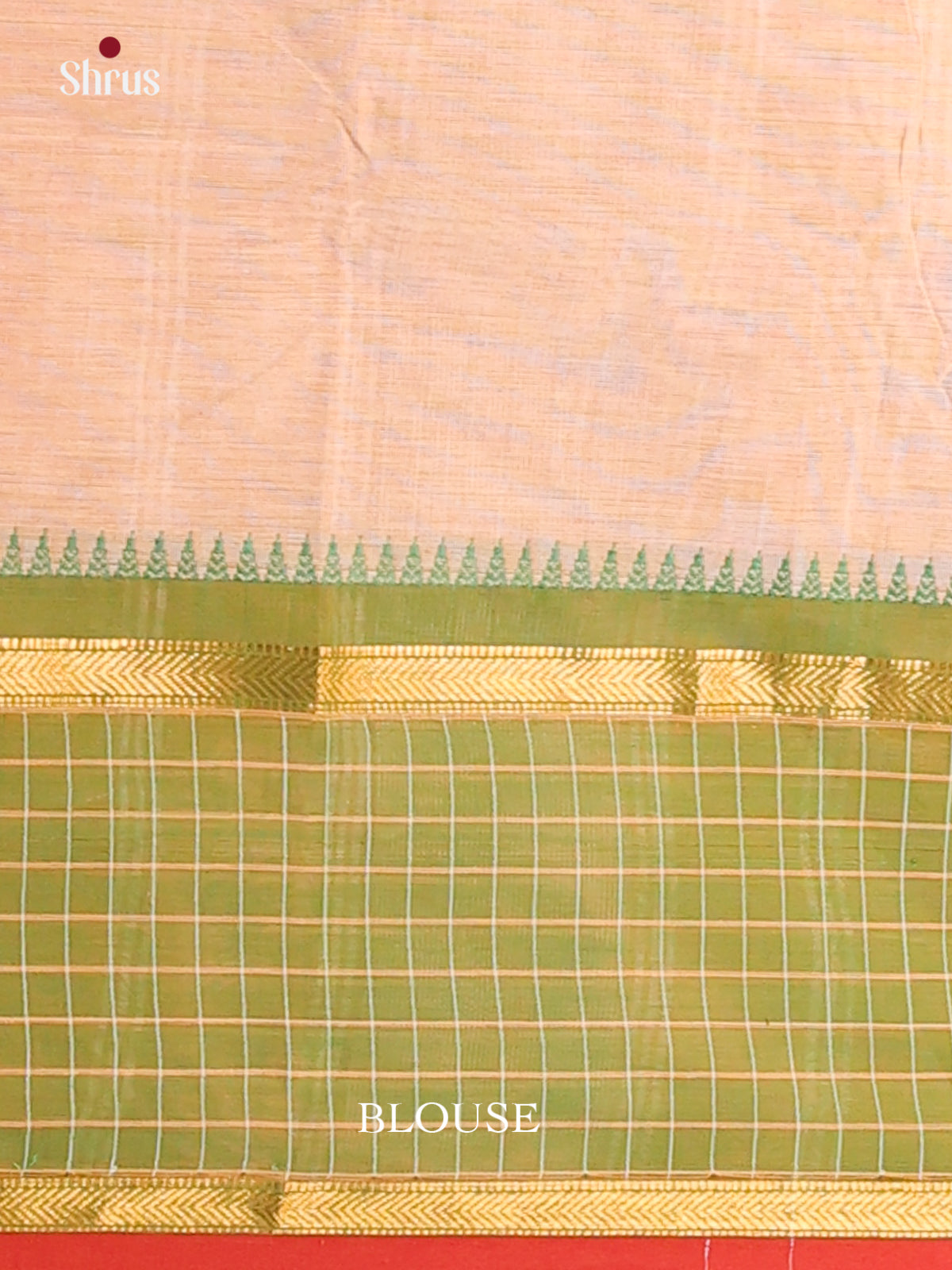 Cream with Green - Chettinad Cotton Saree - Shop on Shrus.com