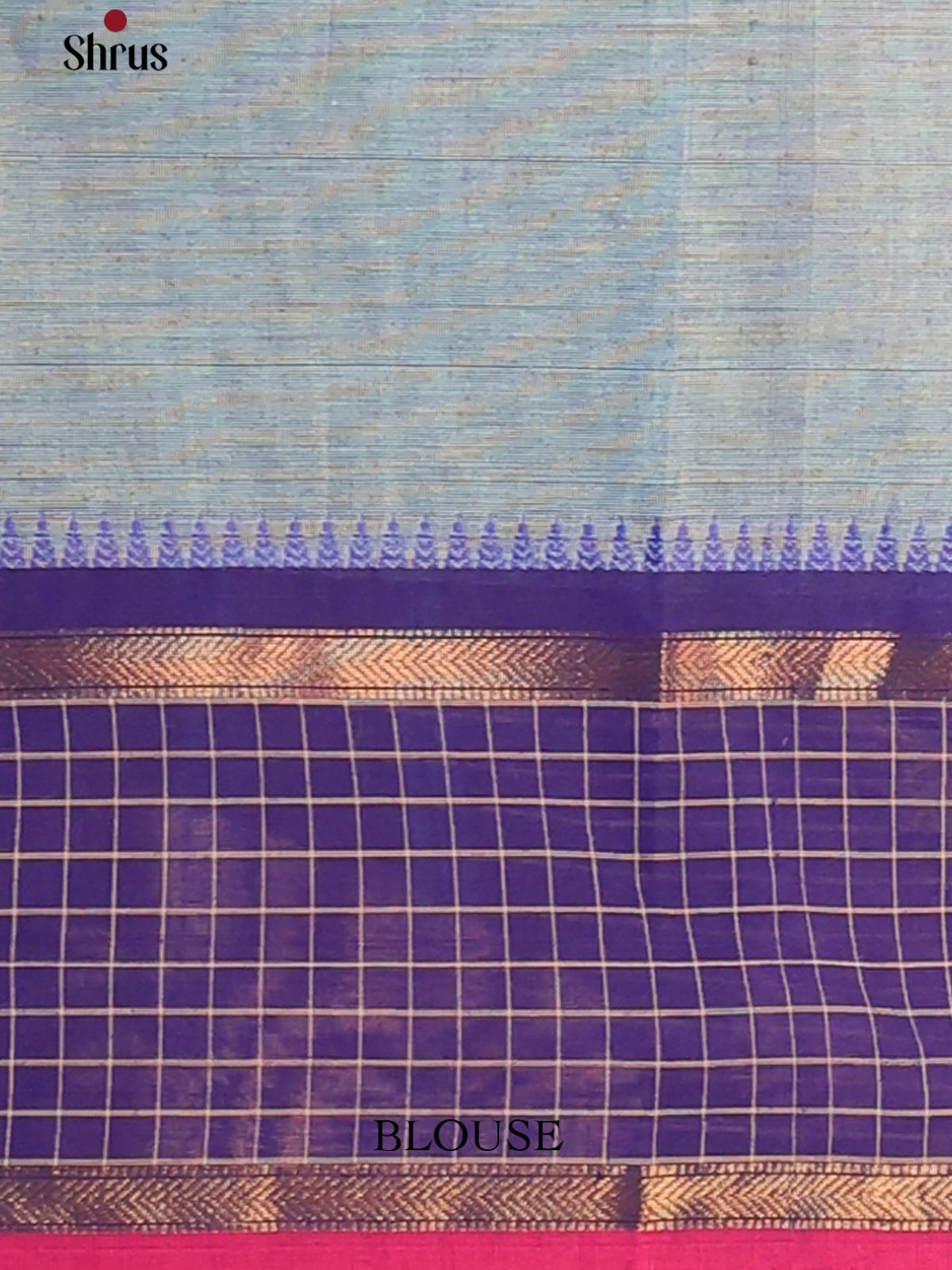 Lite Blue with Blue- Chettinad Cotton Saree - Shop on Shrus.com