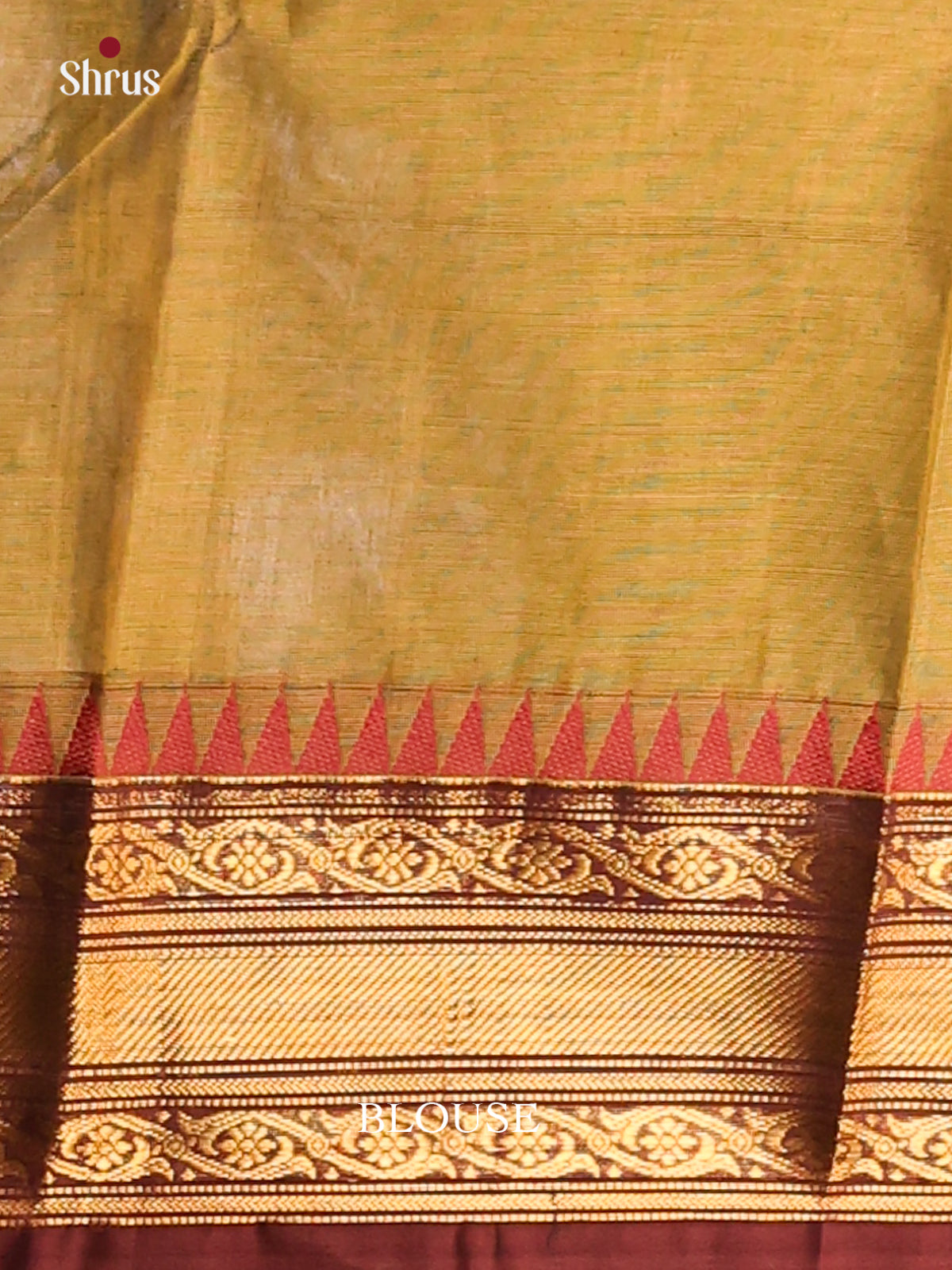 Mehandi Green with Maroon - Chettinad Cotton Saree - Shop on Shrus.com
