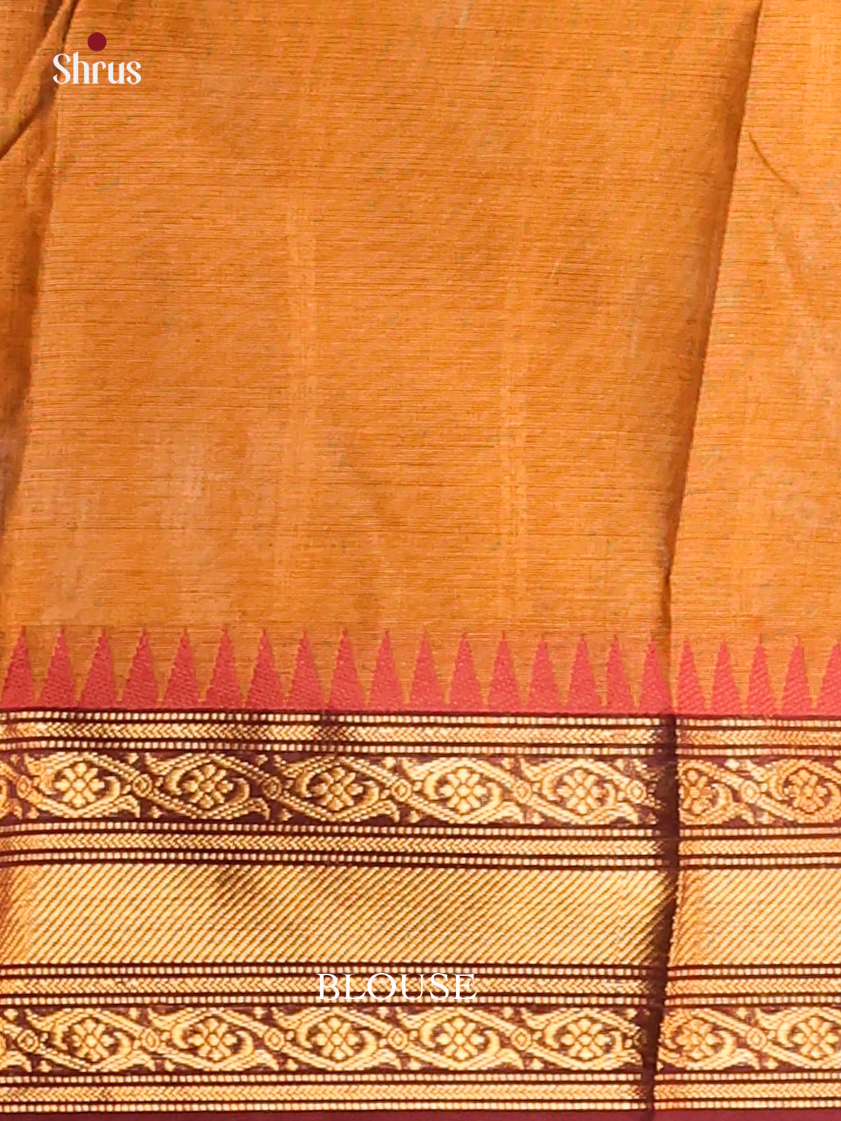 Mustard with Maroon - Chettinad Cotton Saree - Shop on Shrus.com