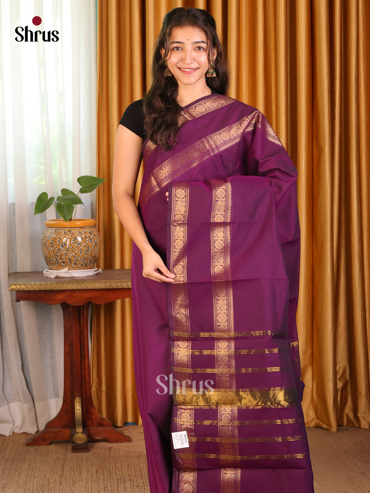 Purple - Chettinad Cotton Saree - Shop on Shrus.com