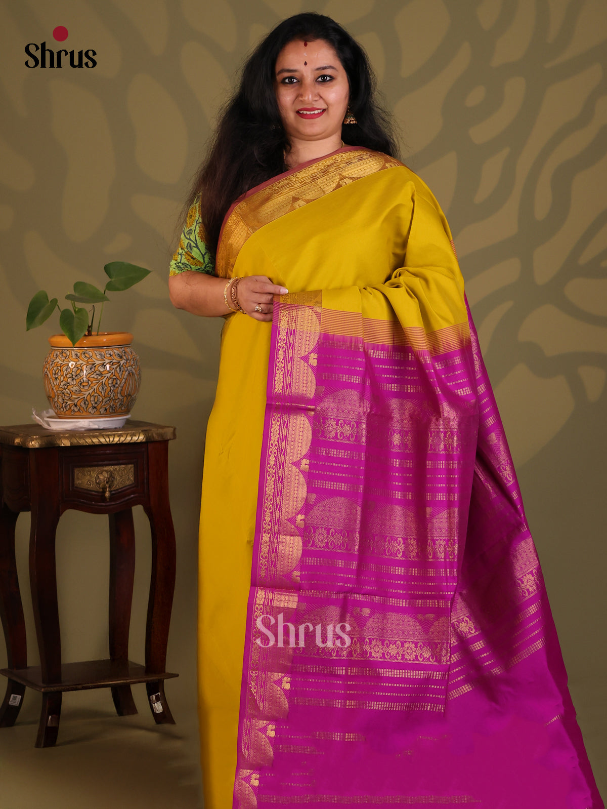 Mathulir Green with Purple- Silkcotton-halfpure Saree - Shop on Shrus.com