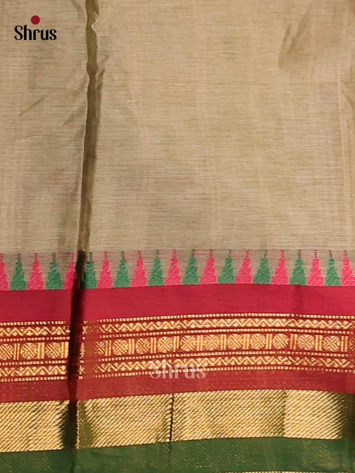 Grey with Green- Chettinad Cotton Saree - Shop on Shrus.com