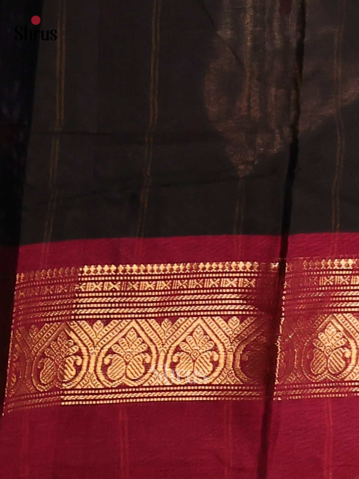 Black with Maroon- Chettinad Cotton Saree - Shop on Shrus.com