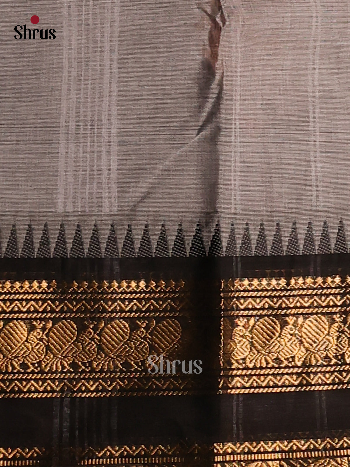 Grey with Black- Chettinad Cotton Saree - Shop on Shrus.com