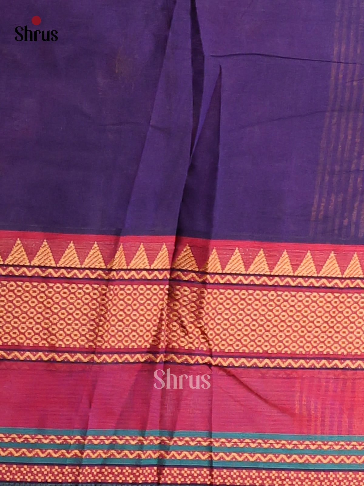 Classic Blue Chettinad Cotton Saree with Buttas & Maroon Zari Woven Border - Shop on Shrus.com