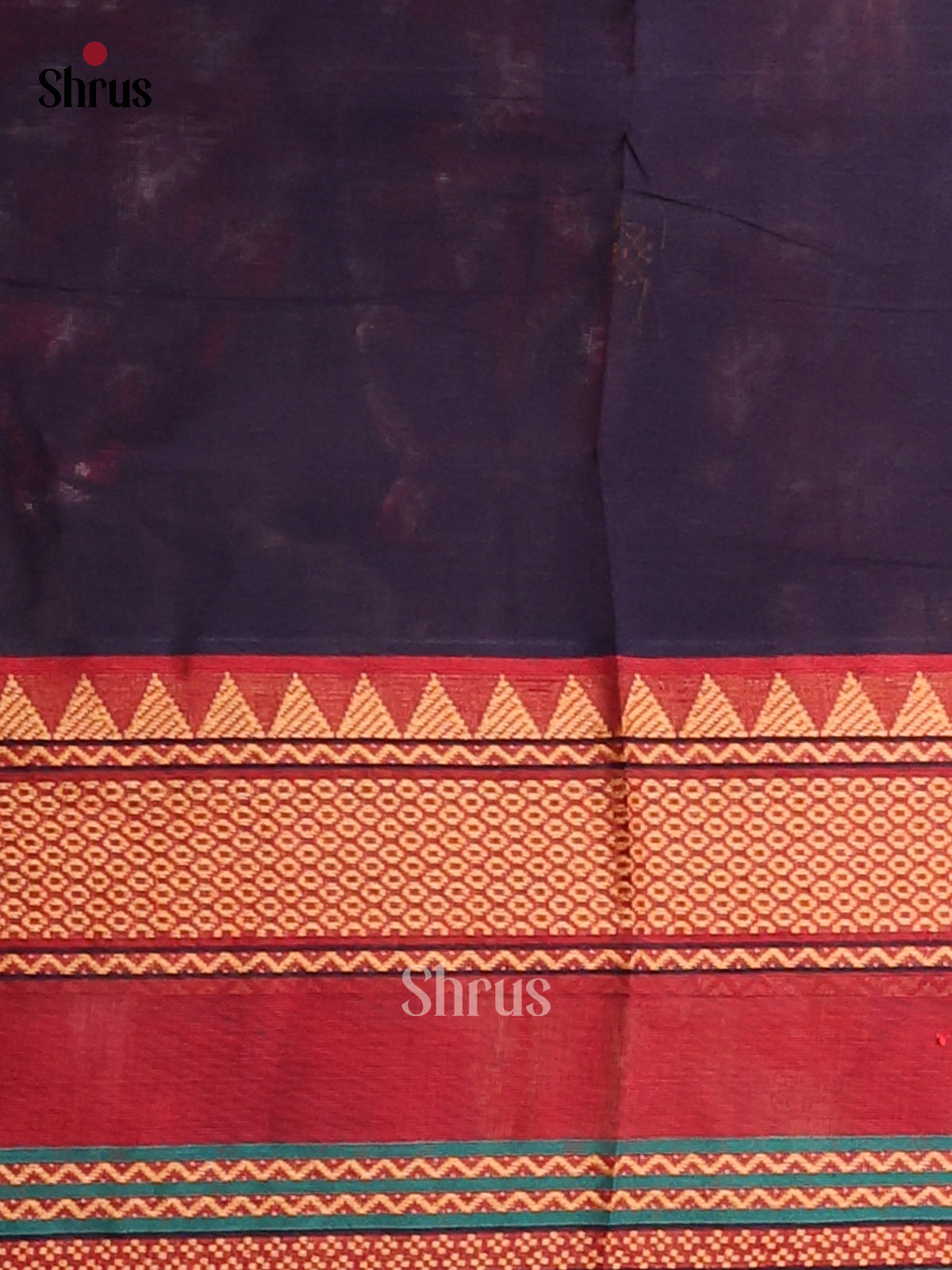 Blue & Red Chettinad Cotton Saree With Thread Woven Buttas & Zari Border - Shop on Shrus.com