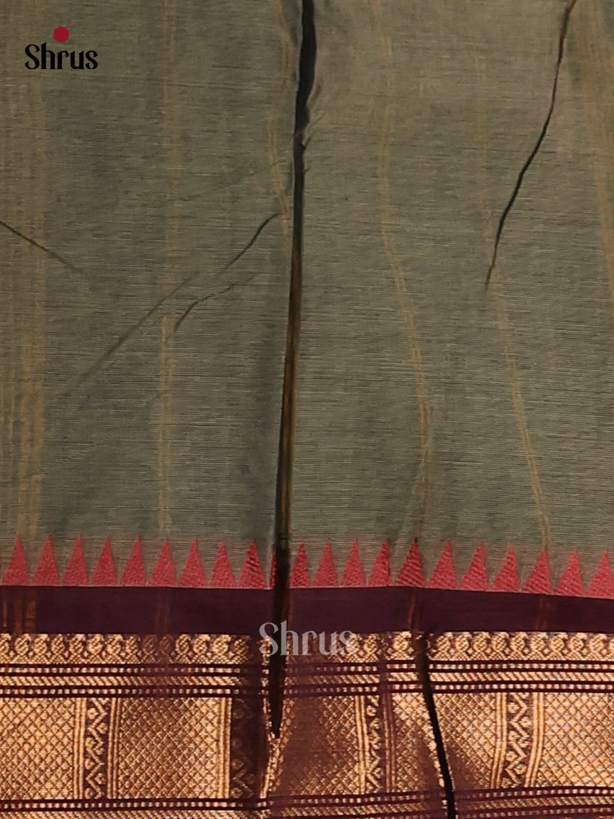 Grey with Maroon- Chettinad Cotton Saree - Shop on Shrus.com