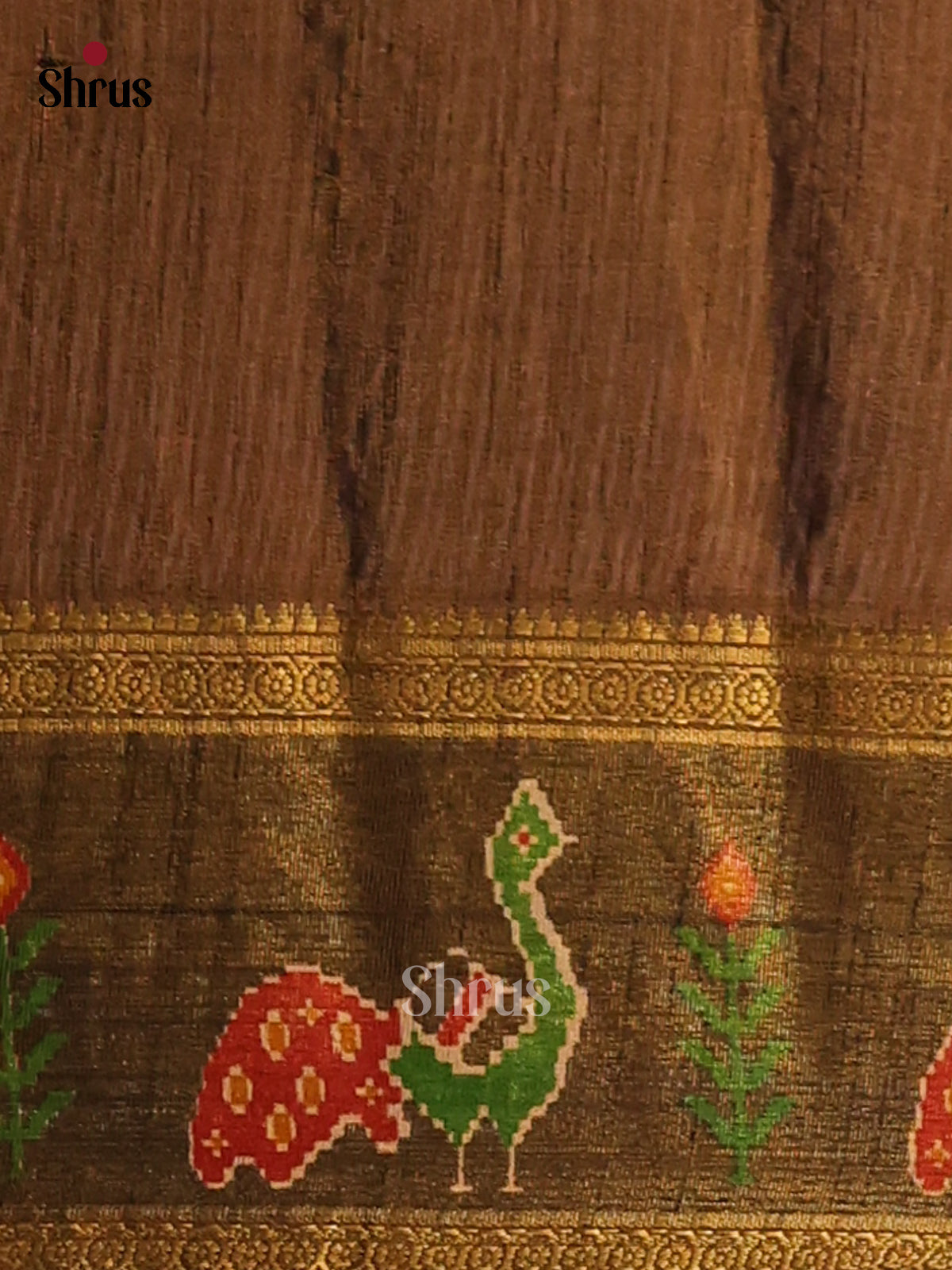 Brown - Semi Patola Saree - Shop on Shrus.com