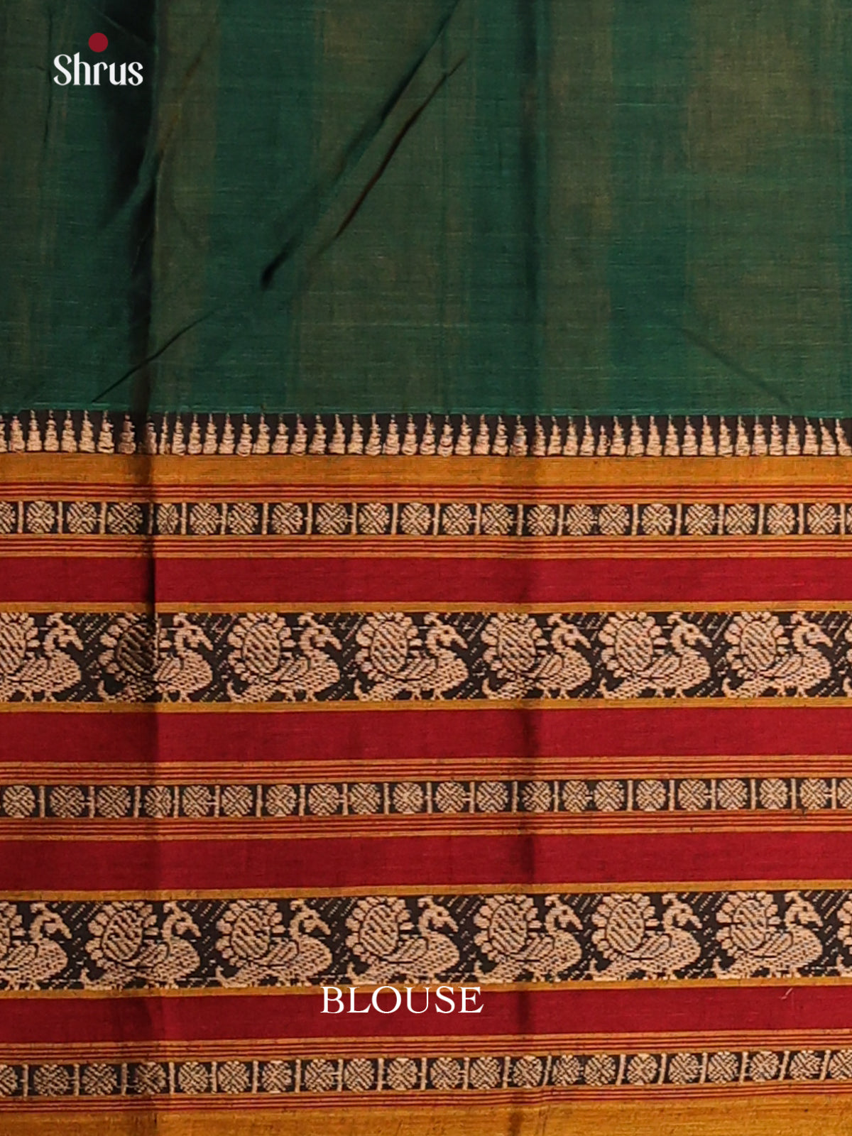 Green with Mustard- Narayanpet Cotton Saree - Shop on Shrus.com