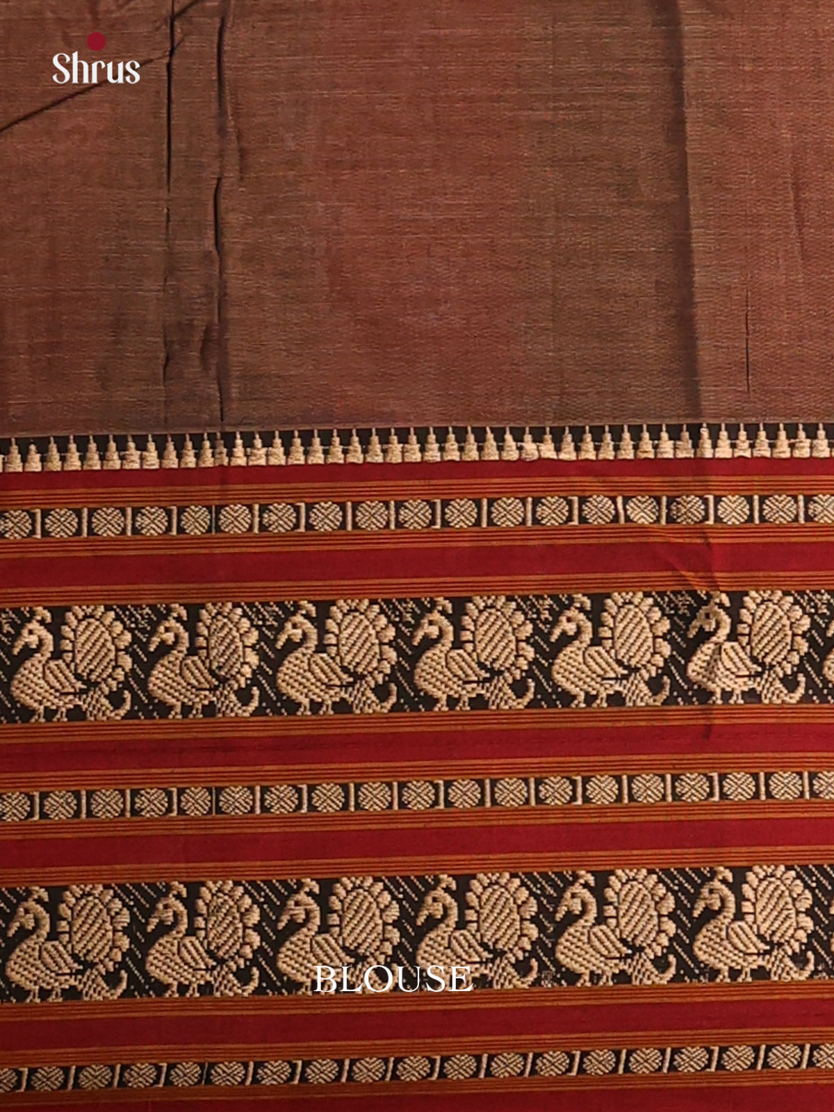 Brown with Red - Narayanpet Cotton Saree - Shop on Shrus.com