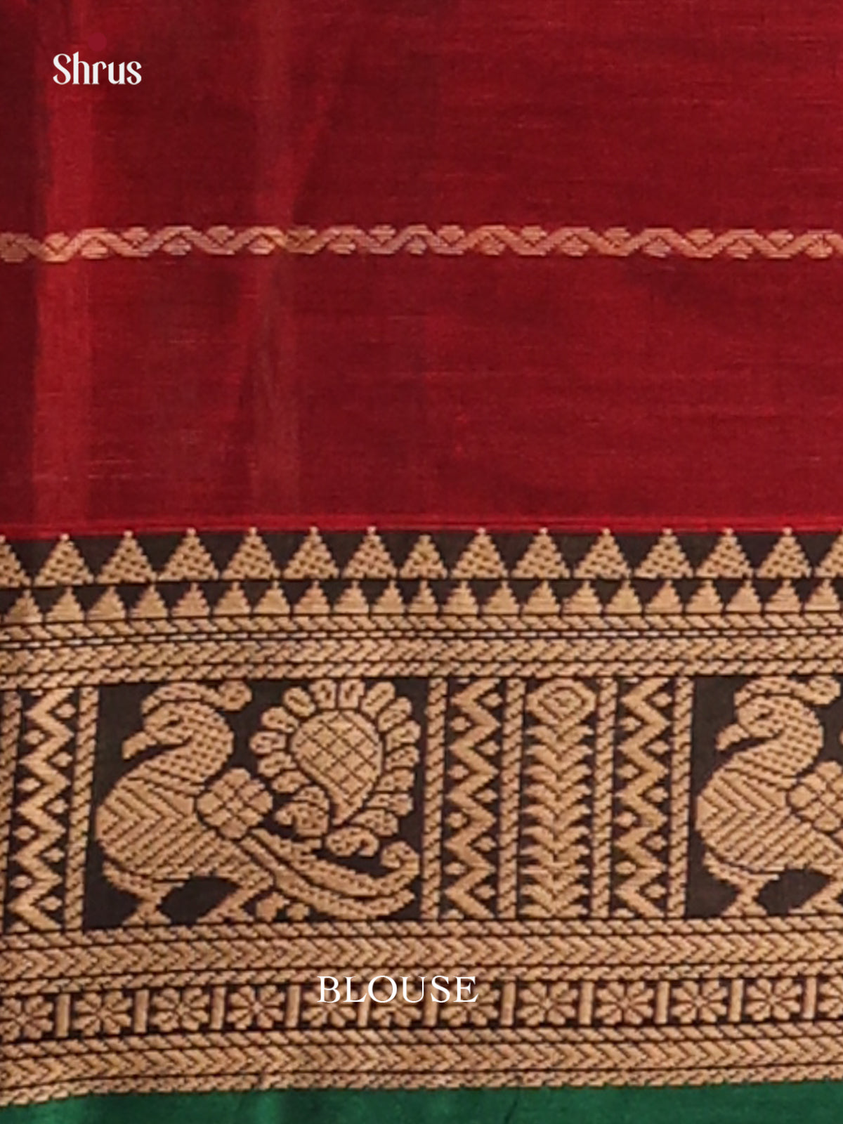 Maroon with Green - Narayanpet Cotton Saree - Shop on Shrus.com