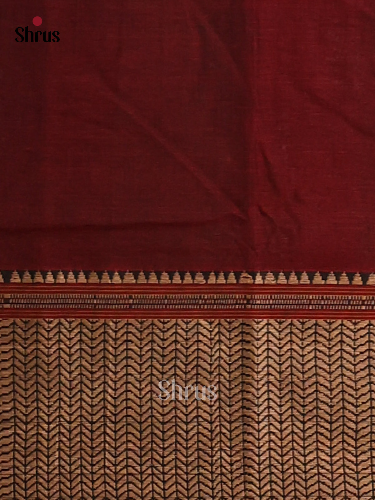 Maroon with Green - Narayanpet Cotton Saree - Shop on Shrus.com