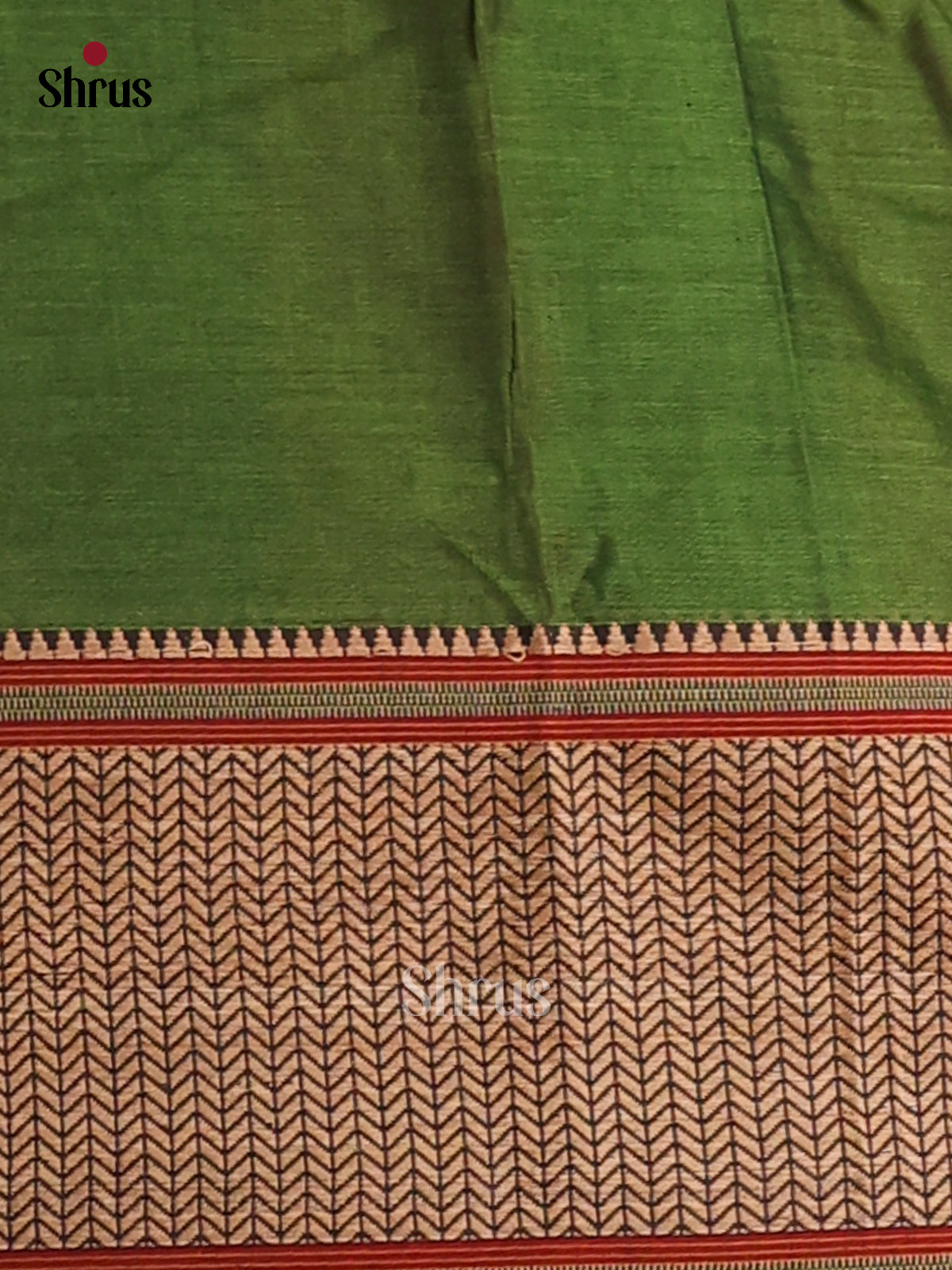 Green with Maroon - Narayanpet Cotton Saree - Shop on Shrus.com