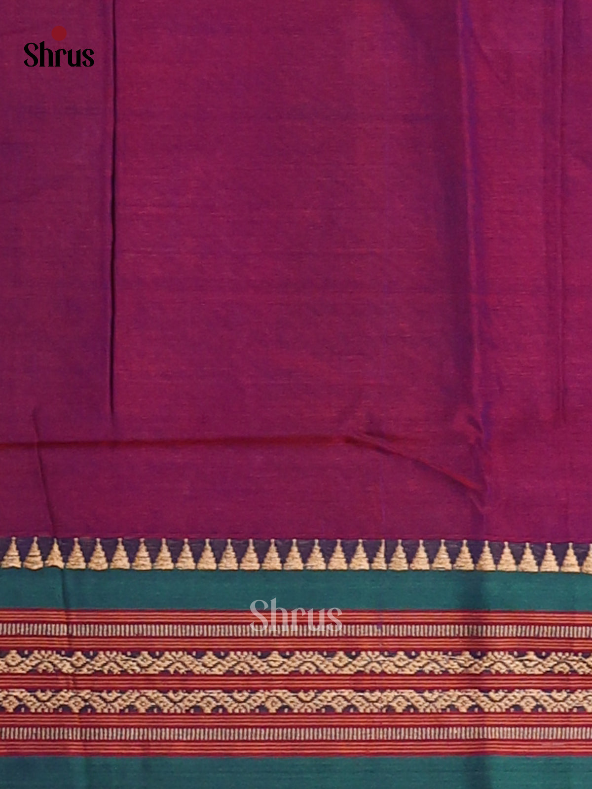 Purple with Green - Narayanpet Cotton Saree - Shop on Shrus.com