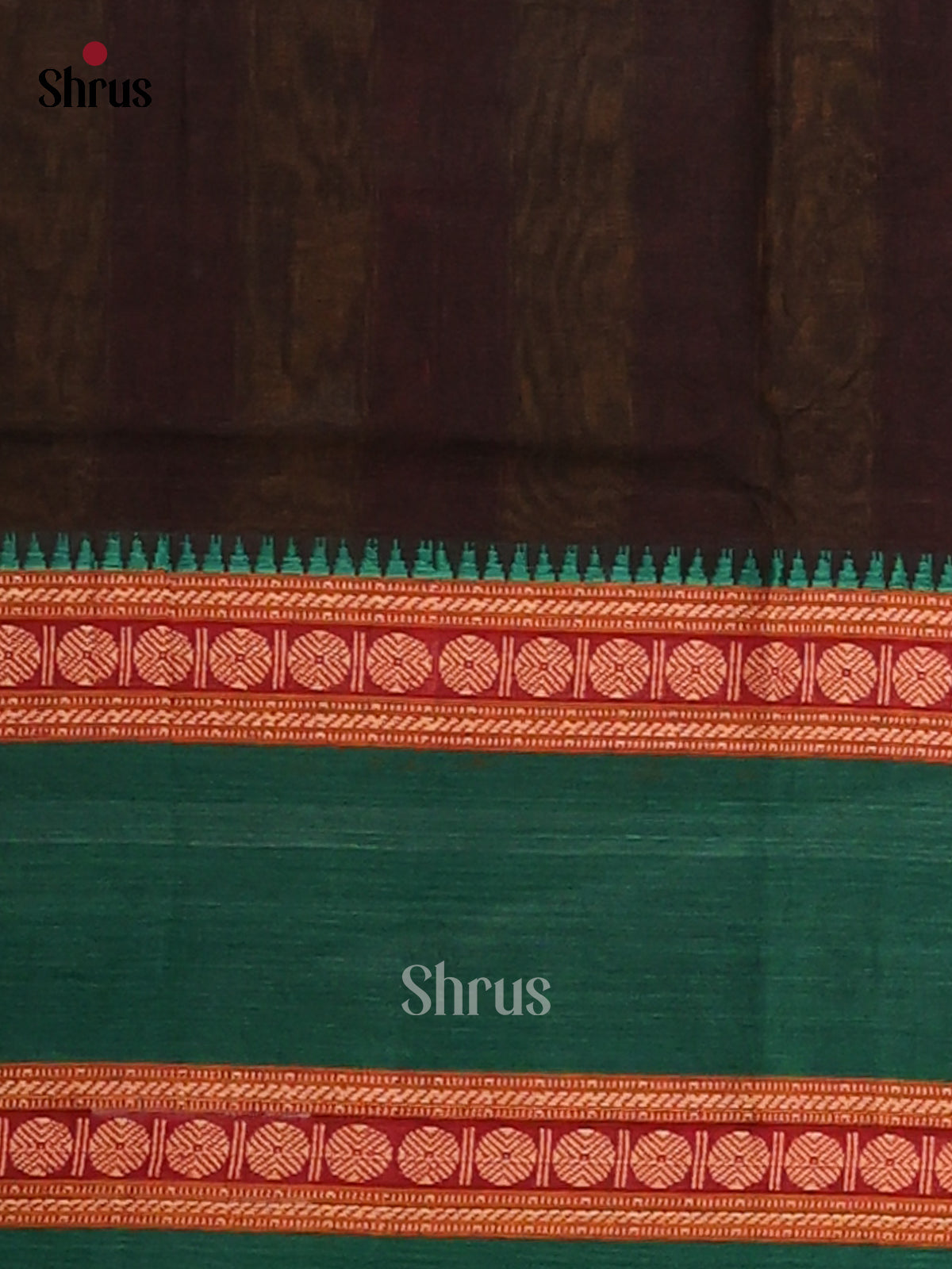 Black with Green- Narayanpet Cotton Saree - Shop on Shrus.com