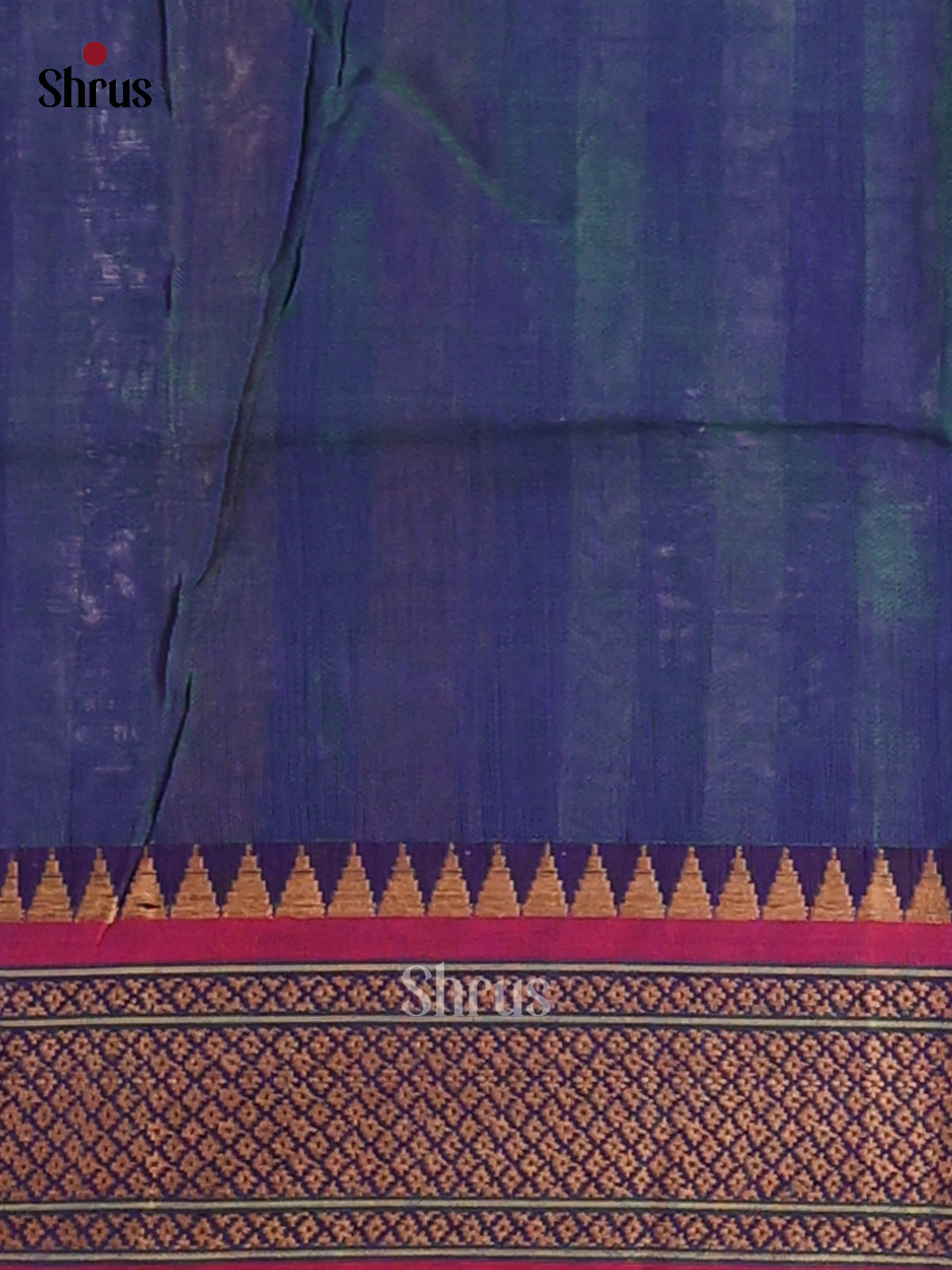 Peacock  Blue with Maroon- Narayanpet Cotton Saree - Shop on Shrus.com