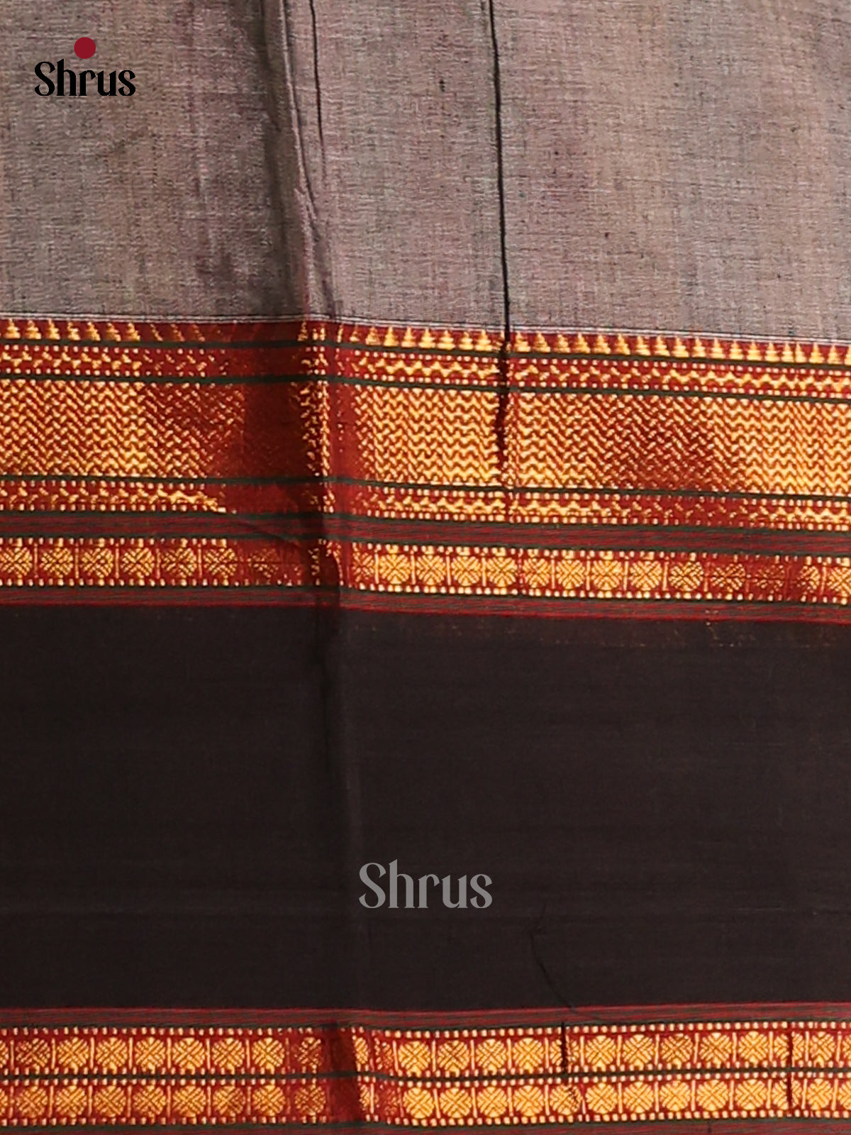 Grey with Black - Narayanpet Cotton Saree - Shop on Shrus.com