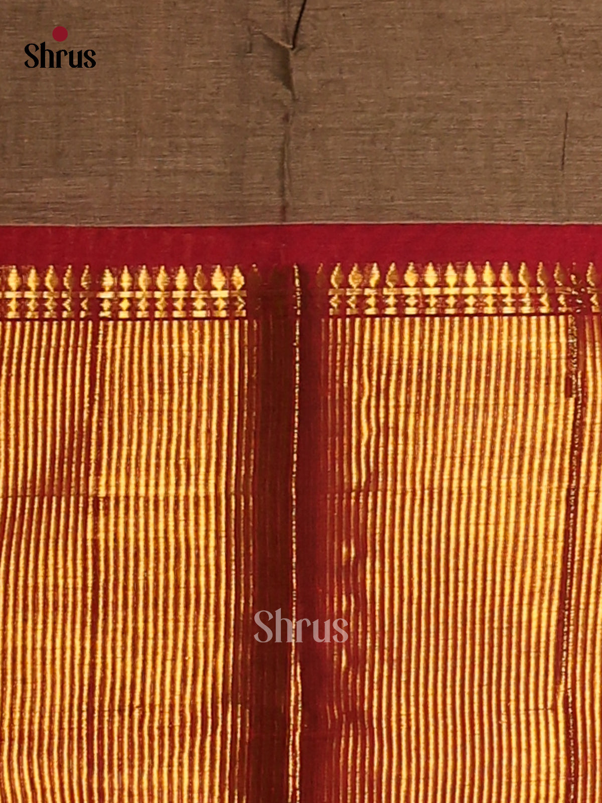 Grey with Maroon - Narayanpet Cotton Saree - Shop on Shrus.com