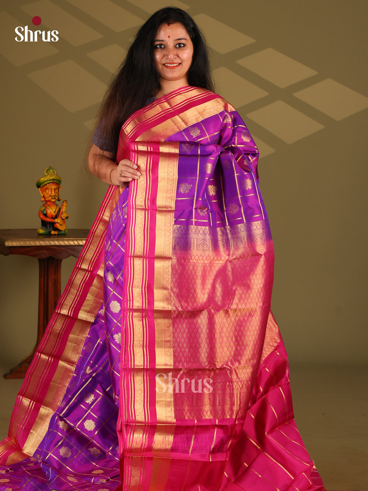 Violet & Purple - Kanchipuram-halfpure Saree - Shop on Shrus.com