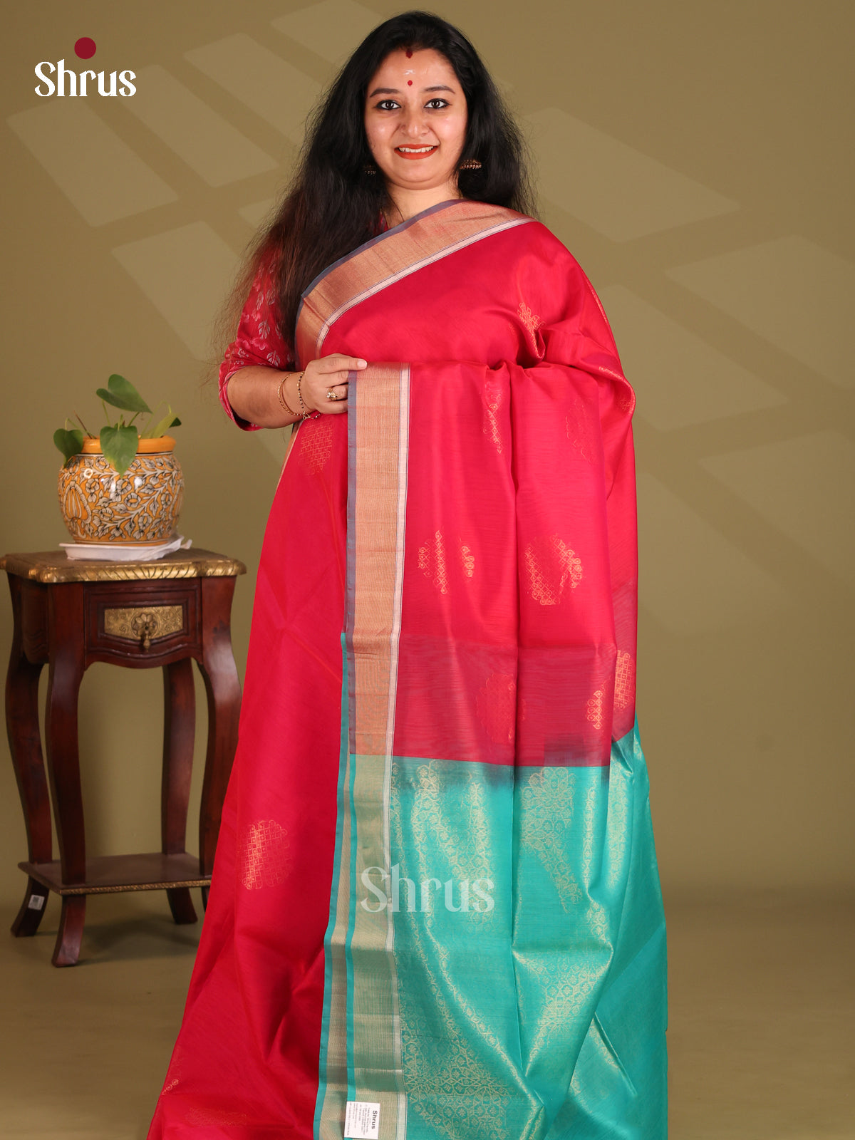 DES23271 - Silk Cotton Saree - Shop on Shrus.com