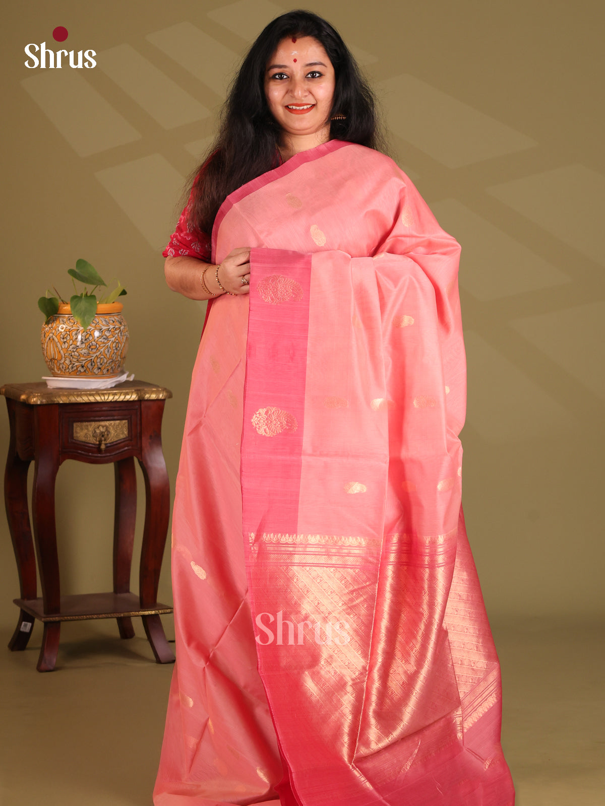 DES23303 - Silk Cotton Saree - Shop on Shrus.com