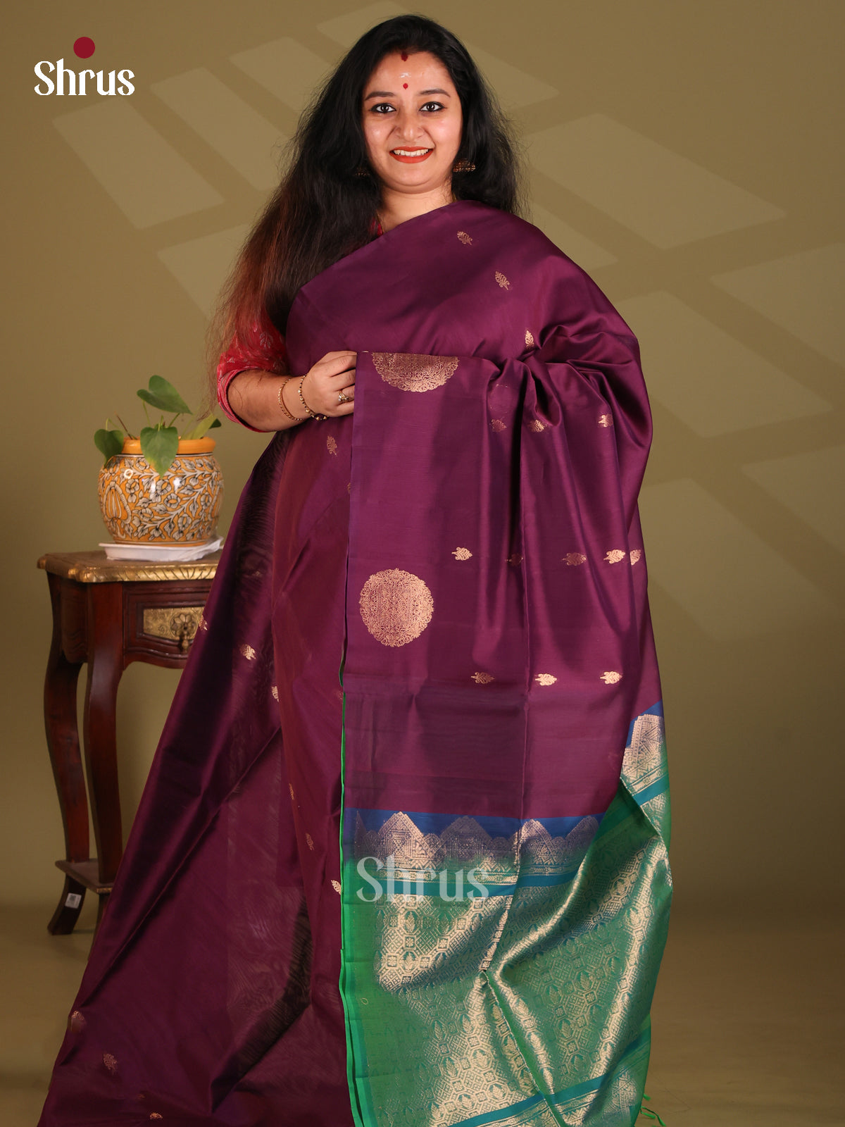 DES23318 - Silk Cotton Saree - Shop on Shrus.com