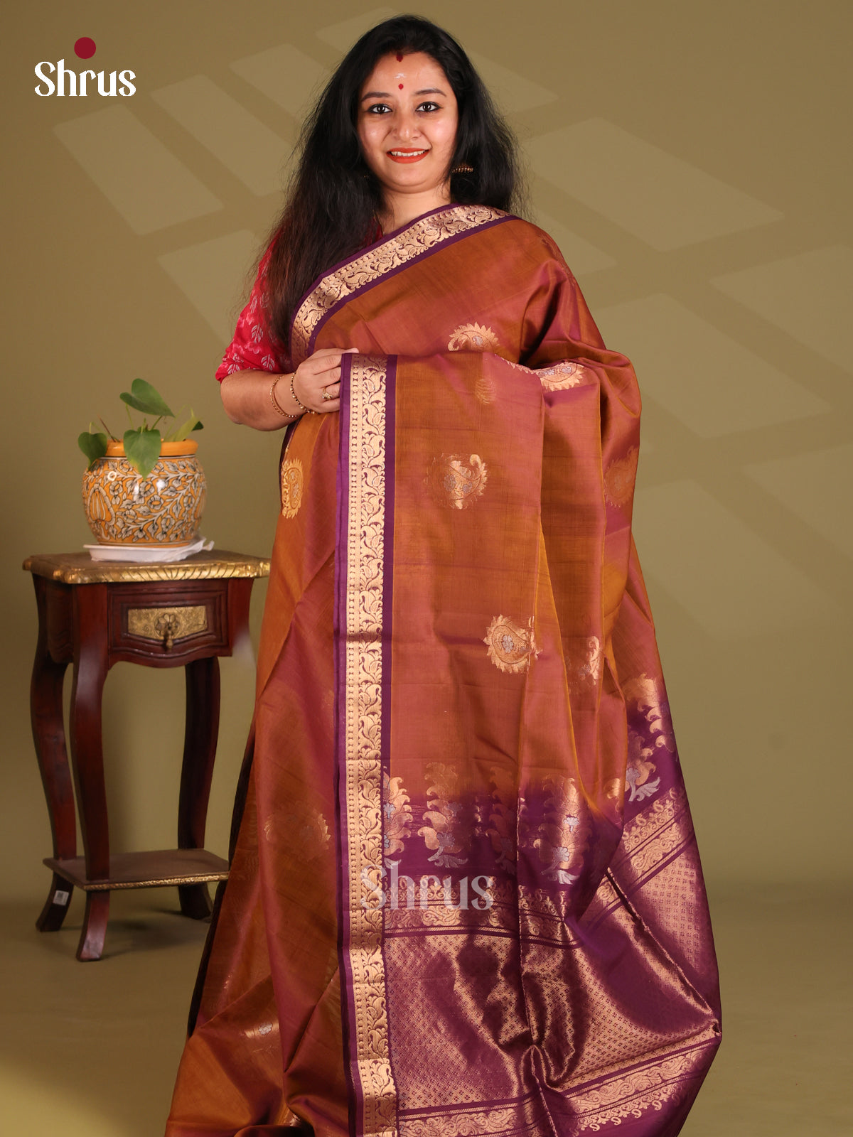 DES23348 - Silk Cotton Saree - Shop on Shrus.com