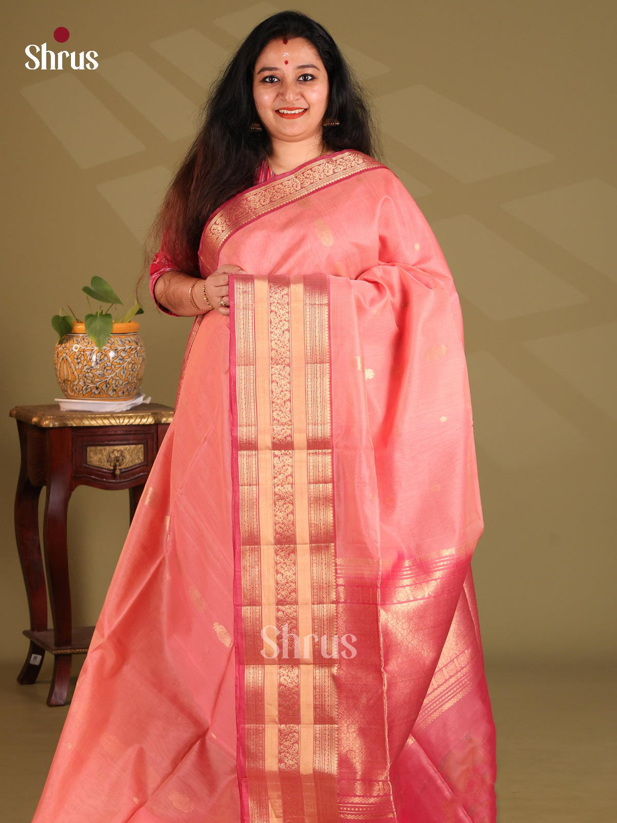 DES23361 - Silk Cotton Saree - Shop on Shrus.com