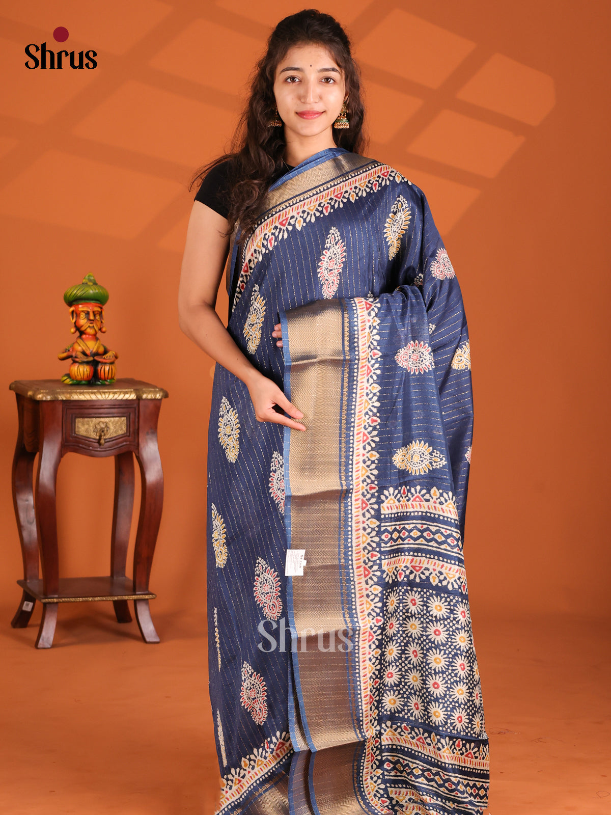 Blue - Semi Crepe Saree - Shop on Shrus.com