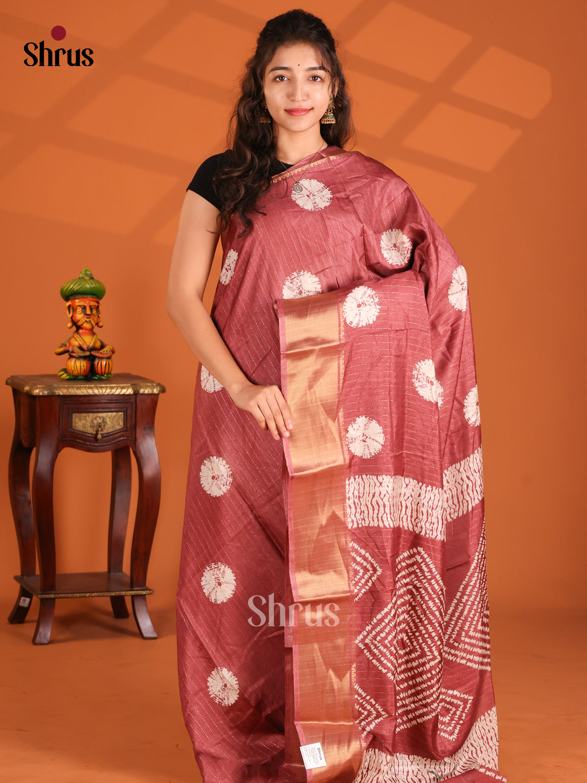 Brown - Semi Crepe Saree - Shop on Shrus.com