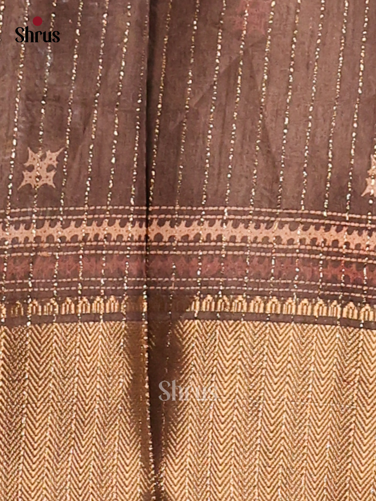Brown - Semi Crepe Saree - Shop on Shrus.com