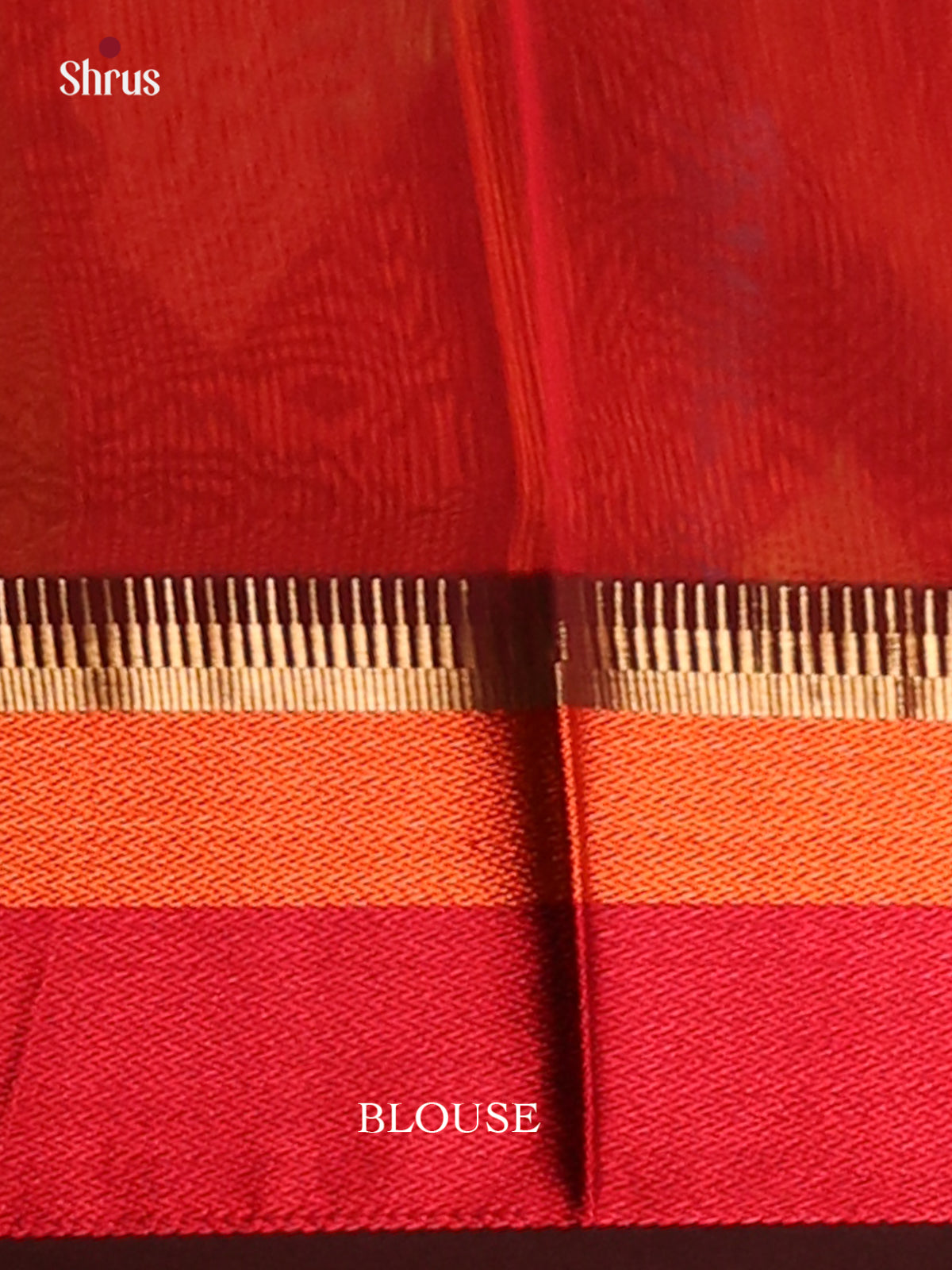 Mustard & Red - Maheshwari silkcotton Saree - Shop on Shrus.com