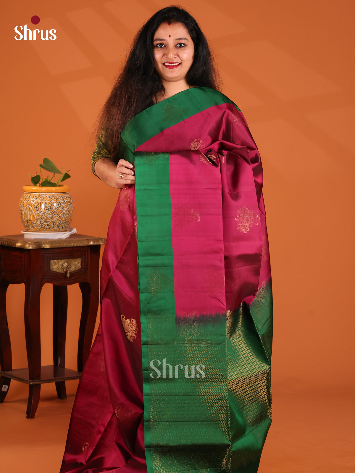 Classy Maroon  Softsilk-halfpure Saree dazzles with gold zari motifs ,floral brocade pallu - Shop on Shrus.com