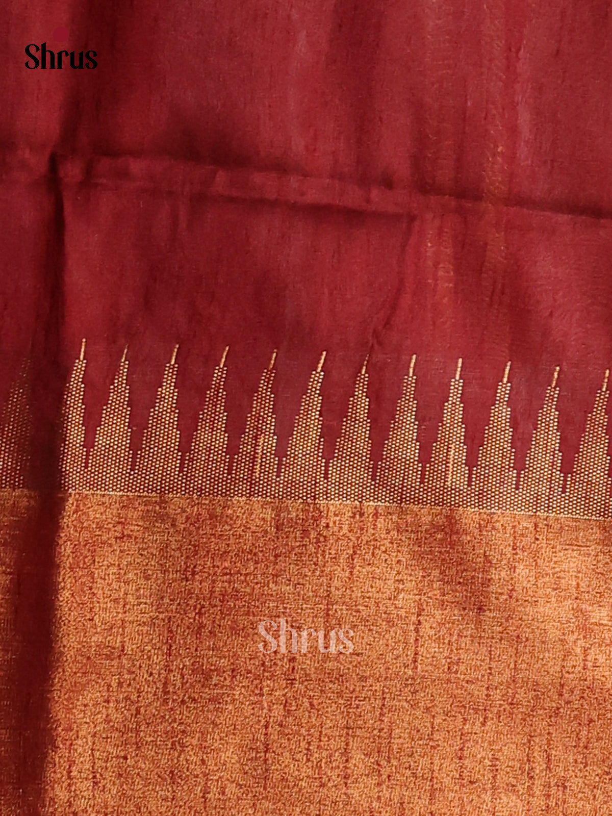 Brown with Maroon- semi raw silk - Shop on Shrus.com