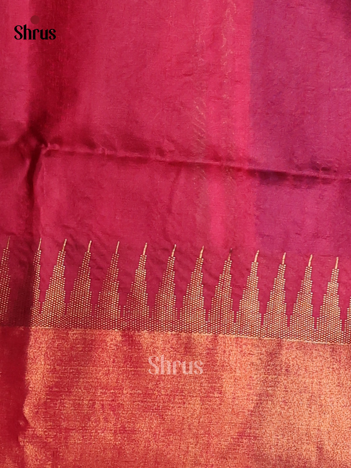 Blue with Maroon- semi raw silk Saree - Shop on Shrus.com