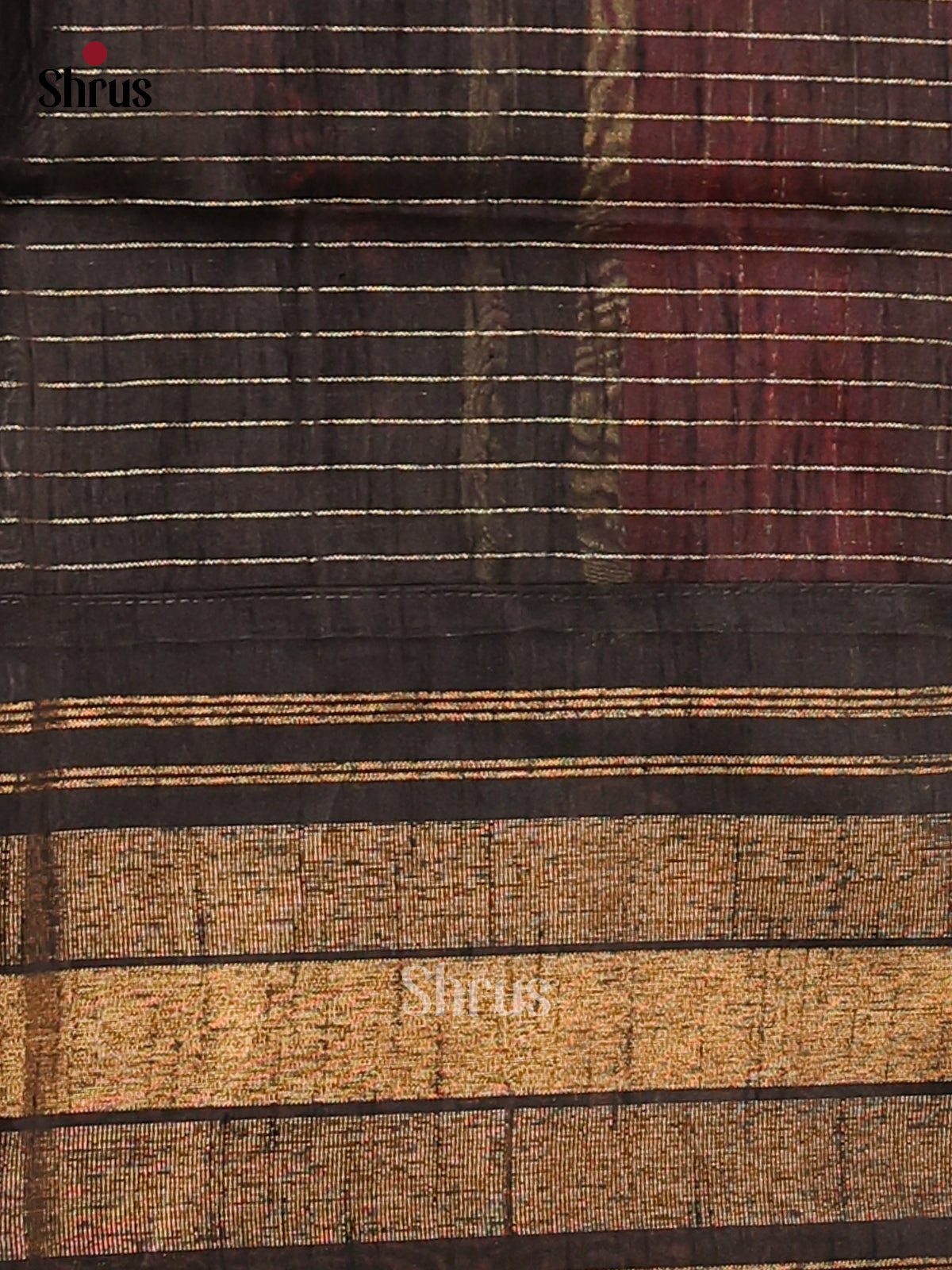 Red with Black - semi raw silk Saree - Shop on Shrus.com