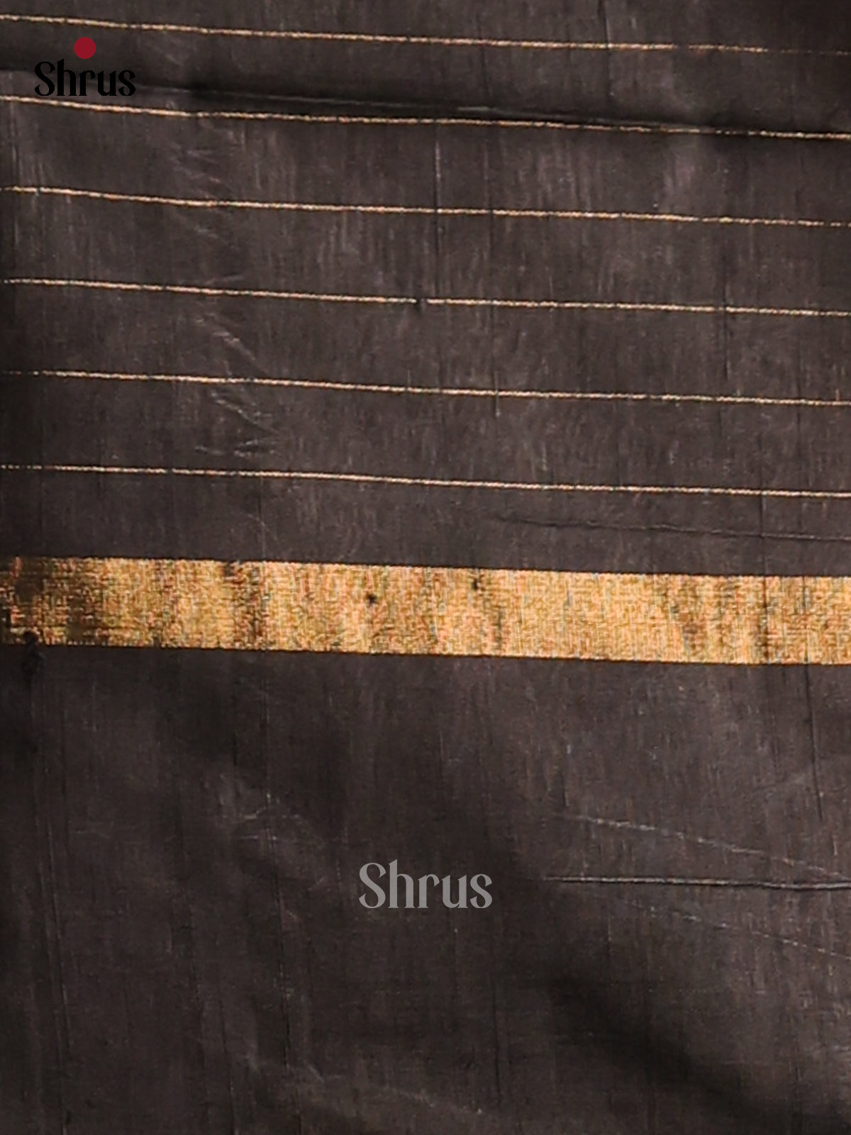 Exquisite Black Single tone Raw Silk Saree with gold zari checks , self brocade pallu - Shop on Shrus.com