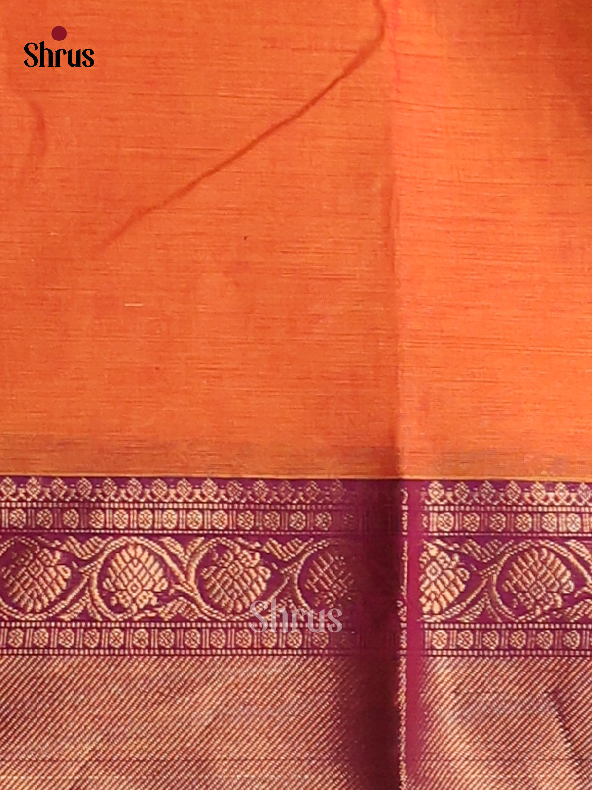 Orange with Violet- Chettinad Cotton Saree - Shop on Shrus.com