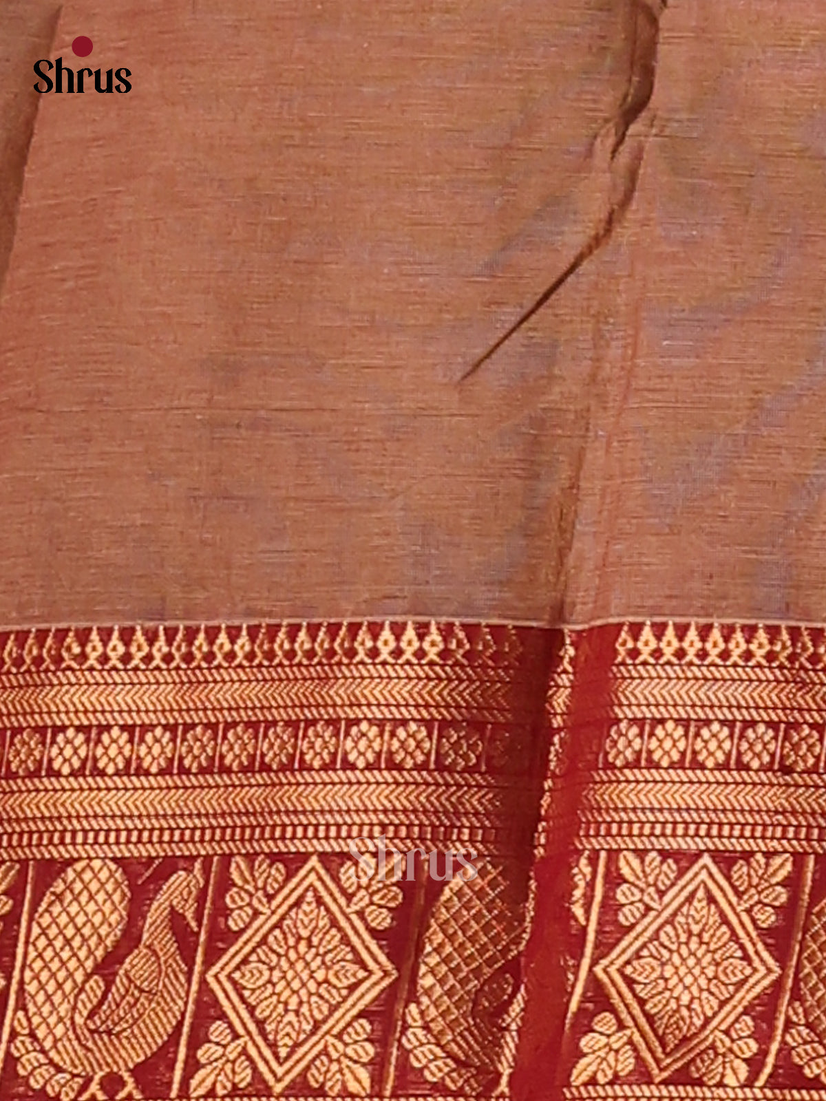 Brown with Red - Chettinad Cotton Saree - Shop on Shrus.com