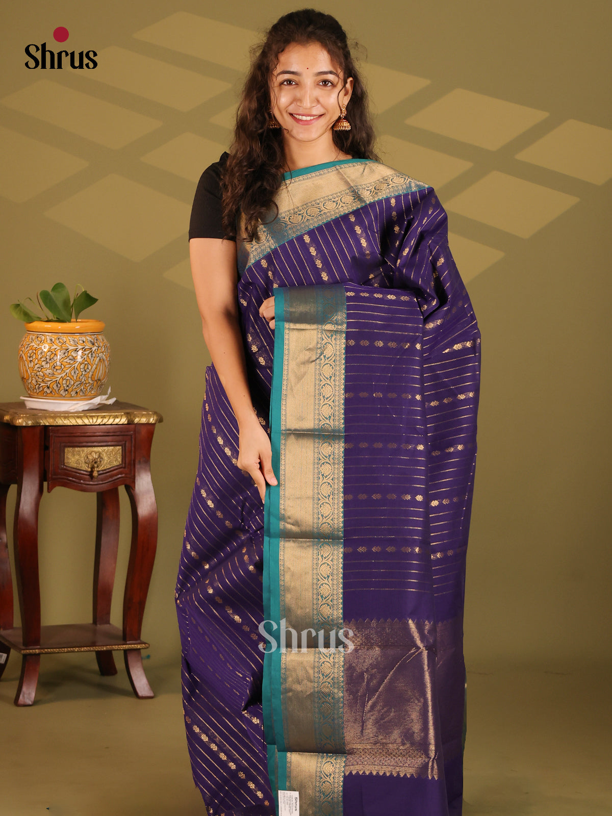 Violet with Blue - Chettinad Cotton Saree - Shop on Shrus.com