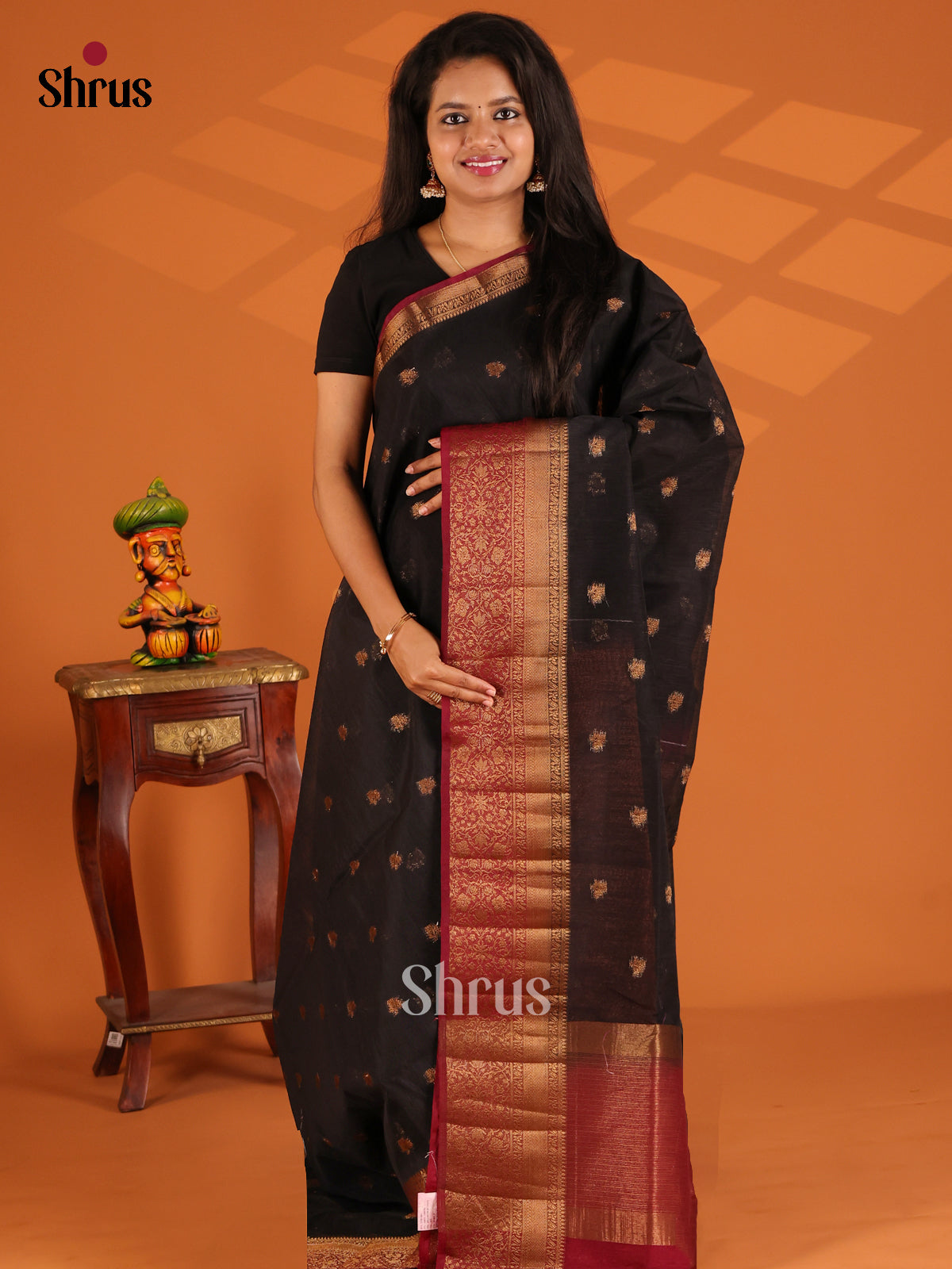 Black with Maroon - semi jute - Shop on Shrus.com