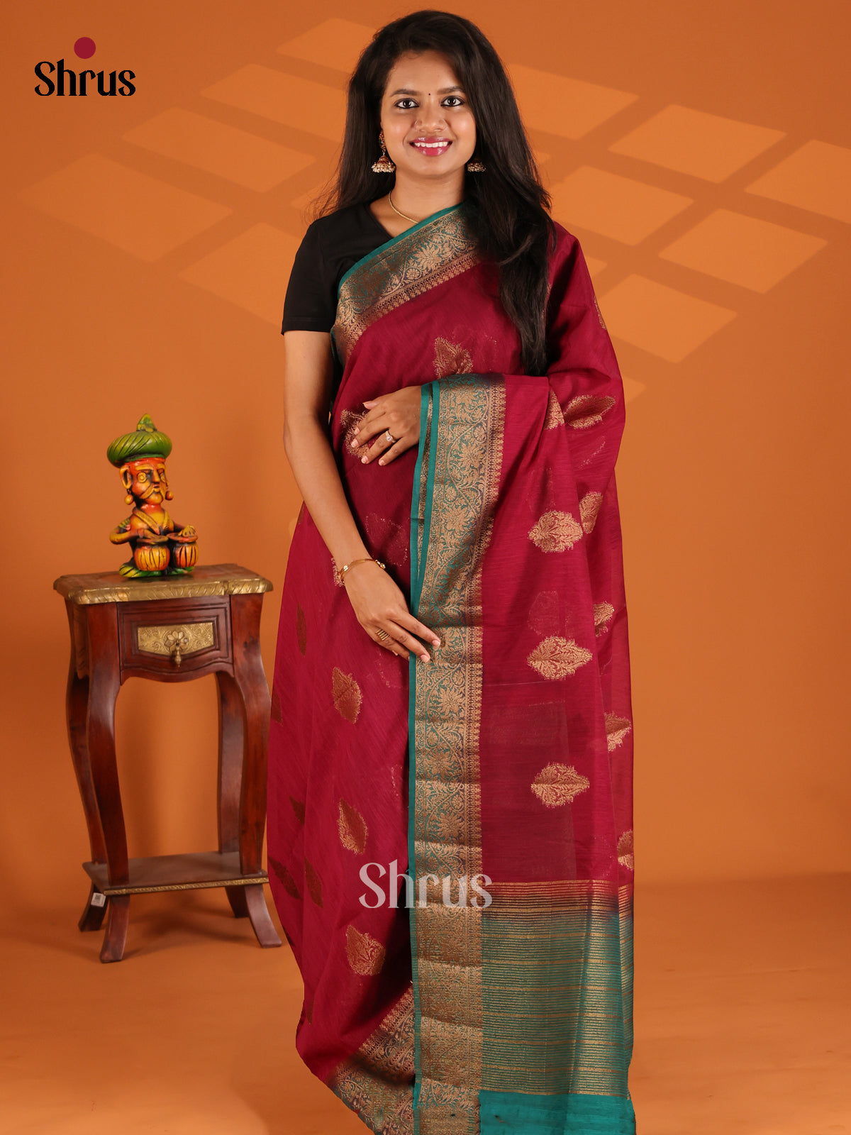 Maroon with Green - semi jute - Shop on Shrus.com